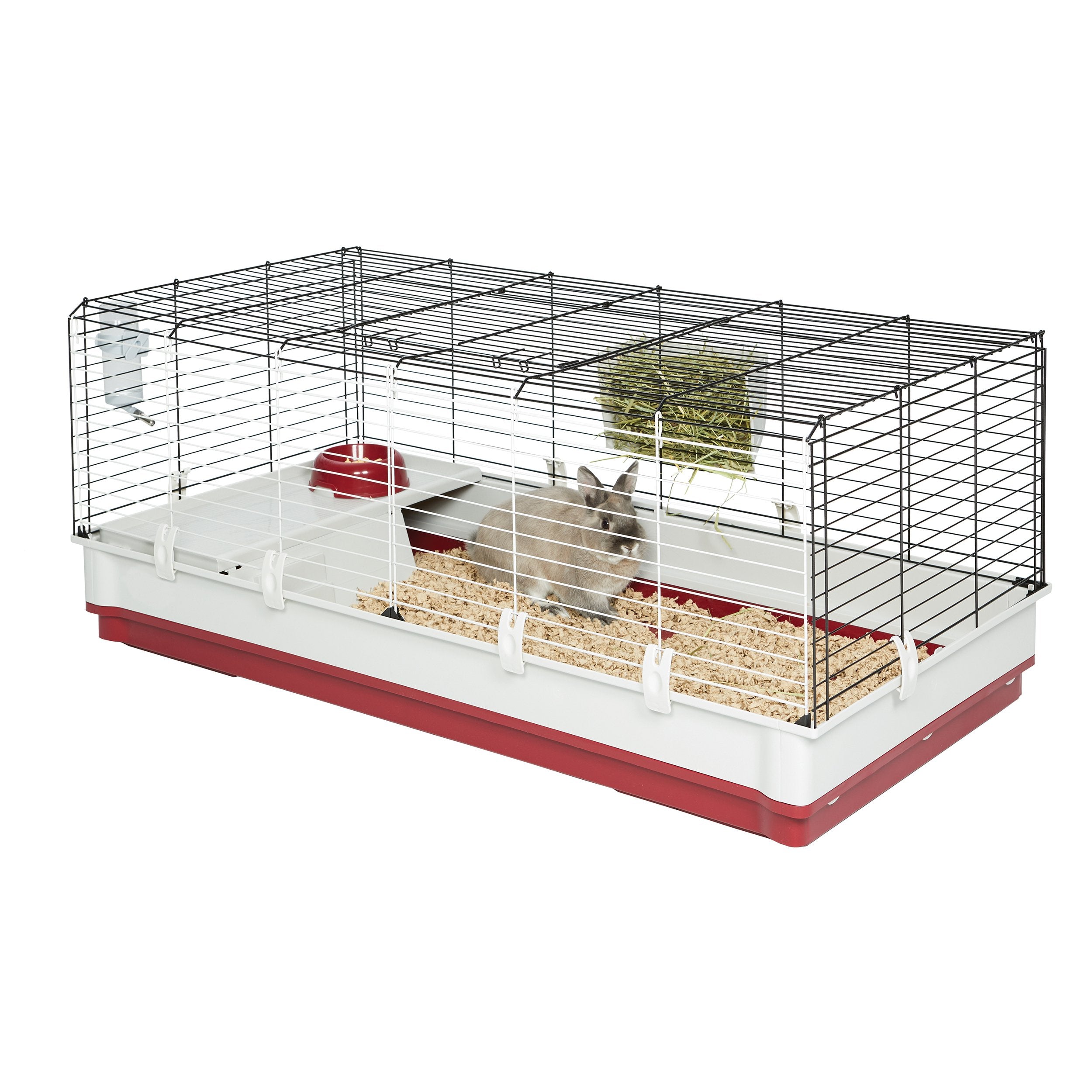 MidWest Homes for Pets Deluxe Rabbit & Guinea Pig Cage, X-Large, Metal, 47.2"L x 19.7"W x 23.6"H, White & Red