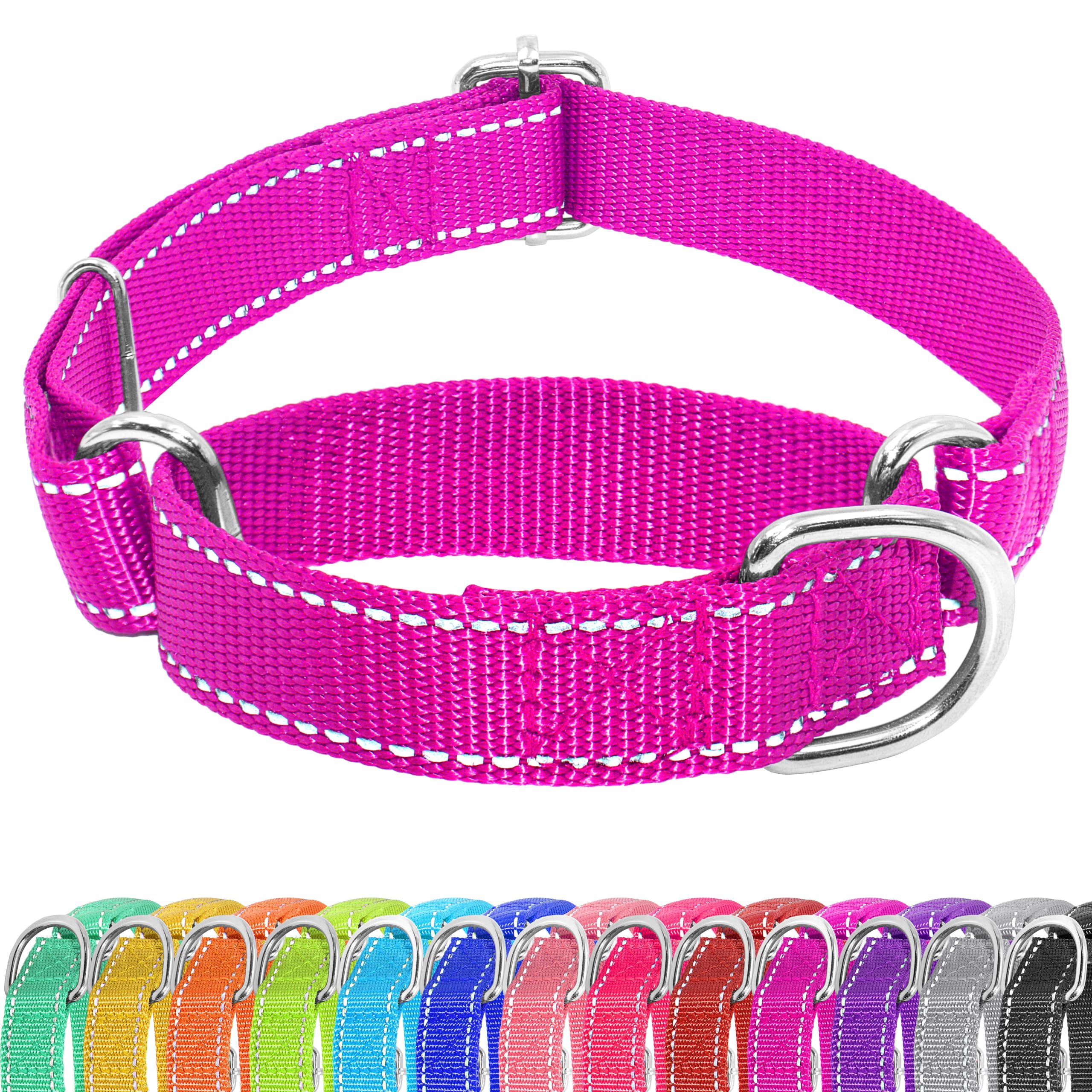 Seyezo Martingale Dog Collar, Slip Martingale Collar For Dogs With No Buckle, Reflective Pet Trainning Collar For Small Medium L