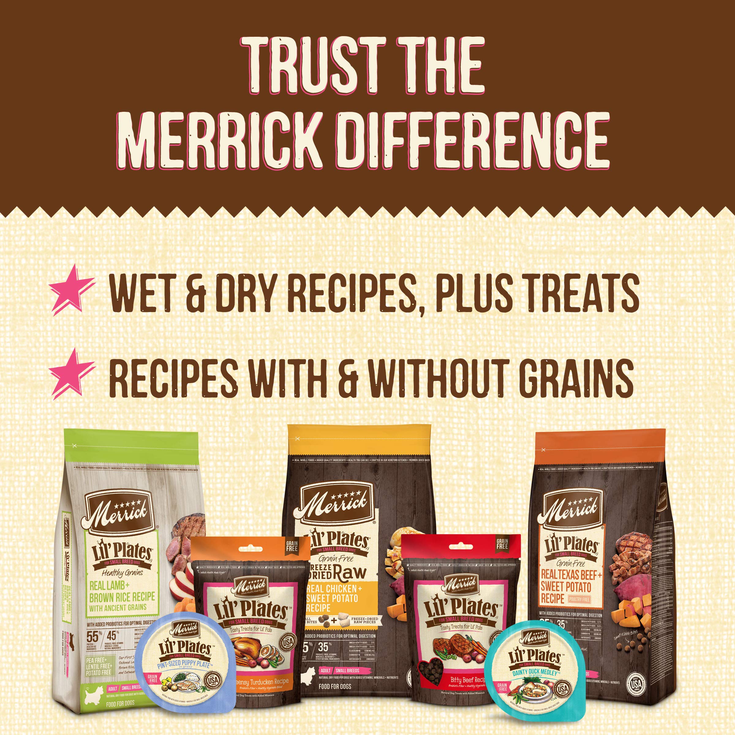 Merrick Lil Plates Premium Grain Free Dry Puppy Food For Small Dogs, Real Chicken And Sweet Potato Kibble - 4.0 lb. Bag