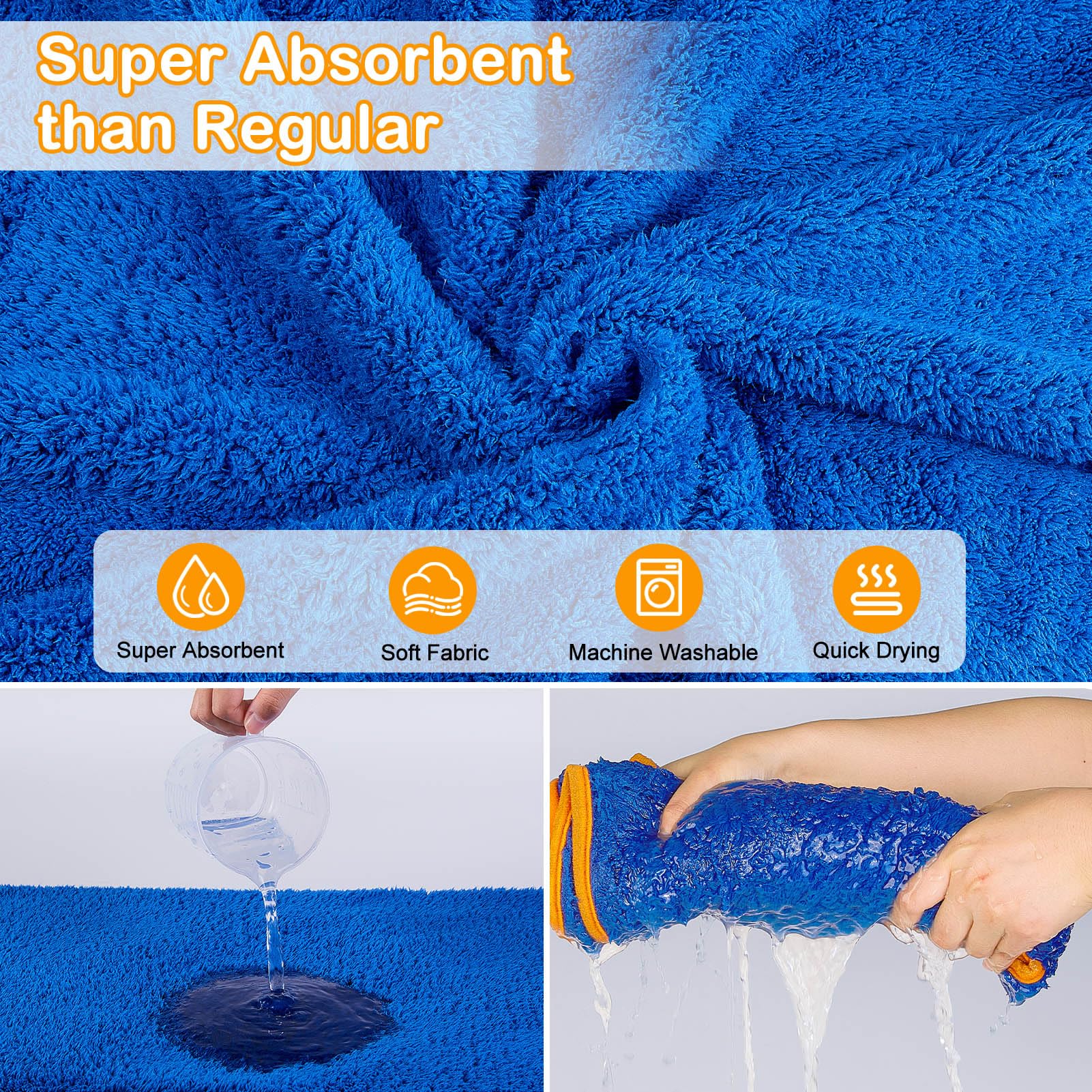 Bienbee Soft Dog Bathrobe,Super Absorbent & Quick-Drying Dog Robe With Hood, Cozy Drying Coat For After Bath, Blue Xl