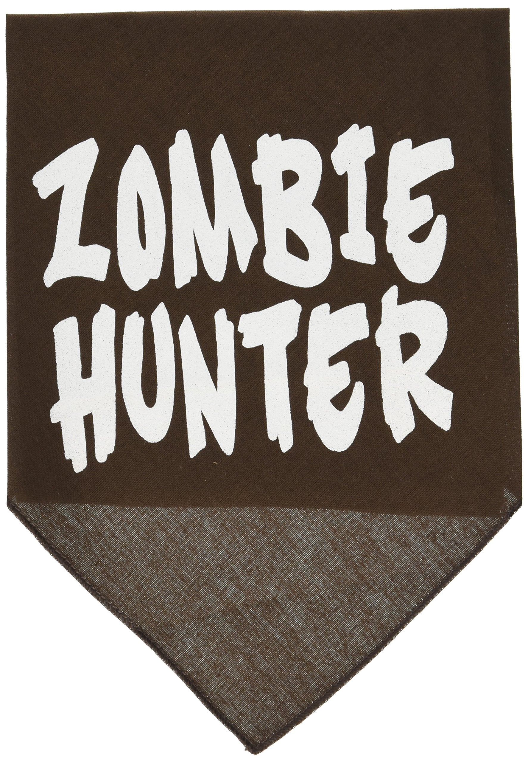 Halloween Pet and Dog Bandana Screen Printed, "Zombie Hunter" Cocoa Large