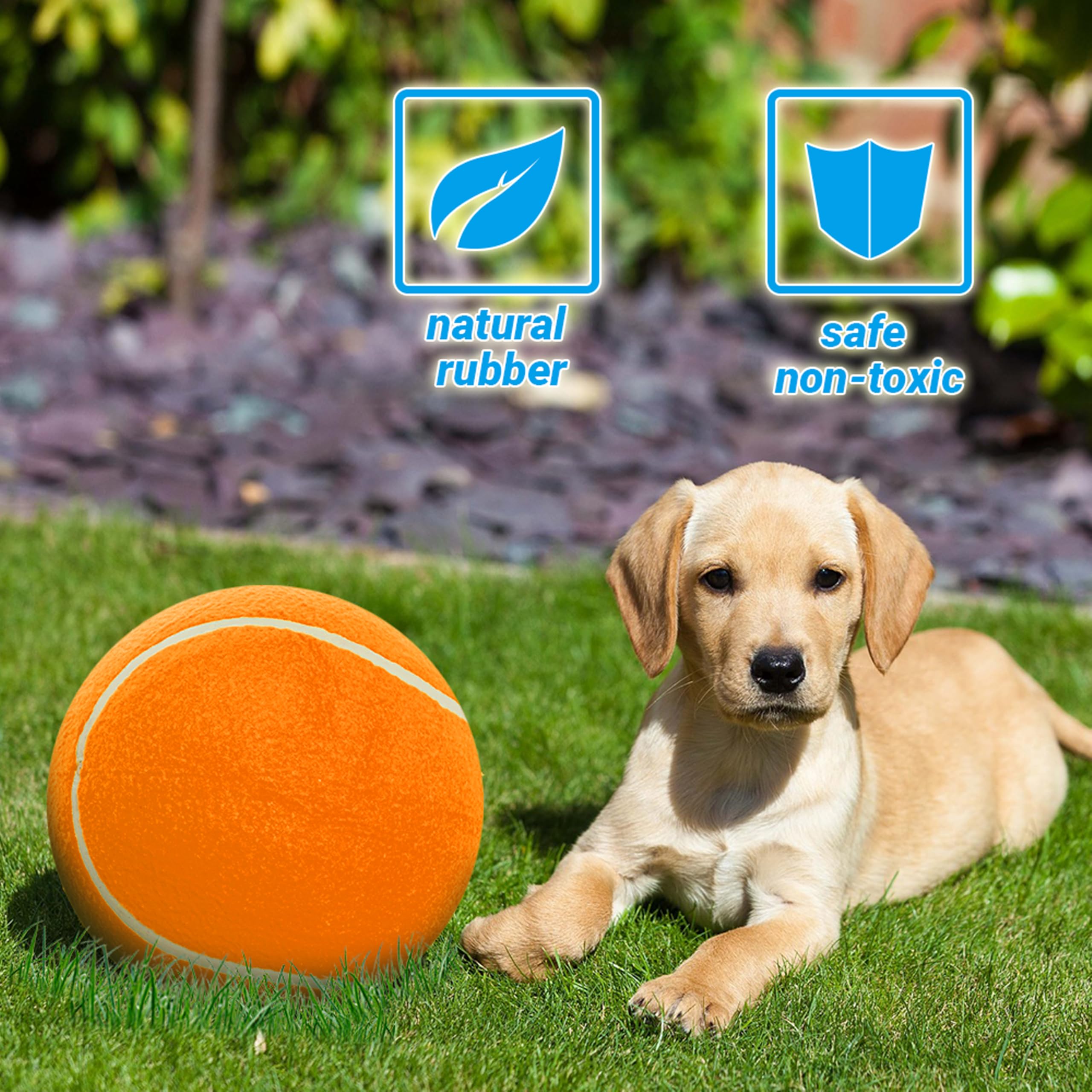 Covgopi 9.5'' Large Dog Tennis Balls, 2 Pack Interactive Pet Toys For Playing Training Outdoor Indoor, Oversize Rubber Inflatabl