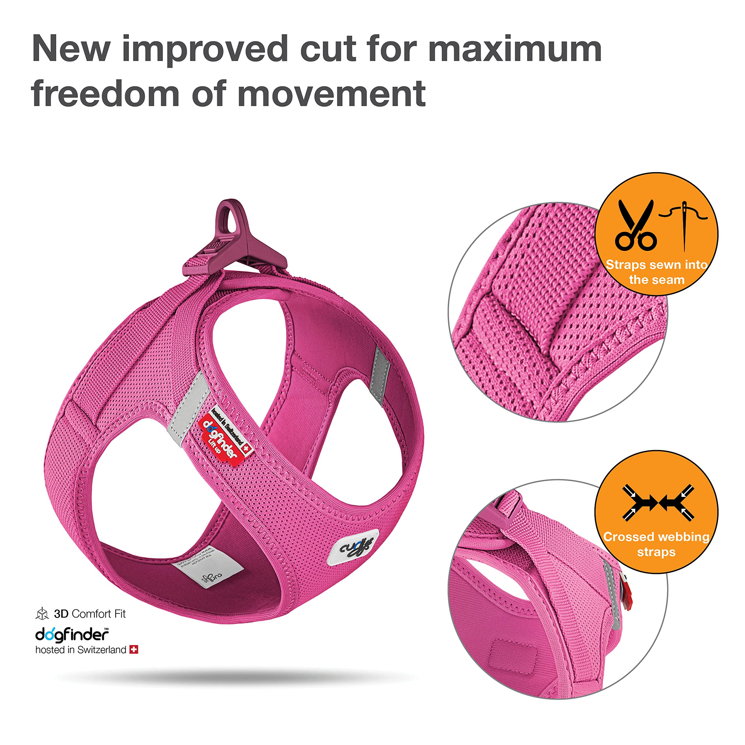 Vest Harness Curli Clasp Air-Mesh Fuchsia M