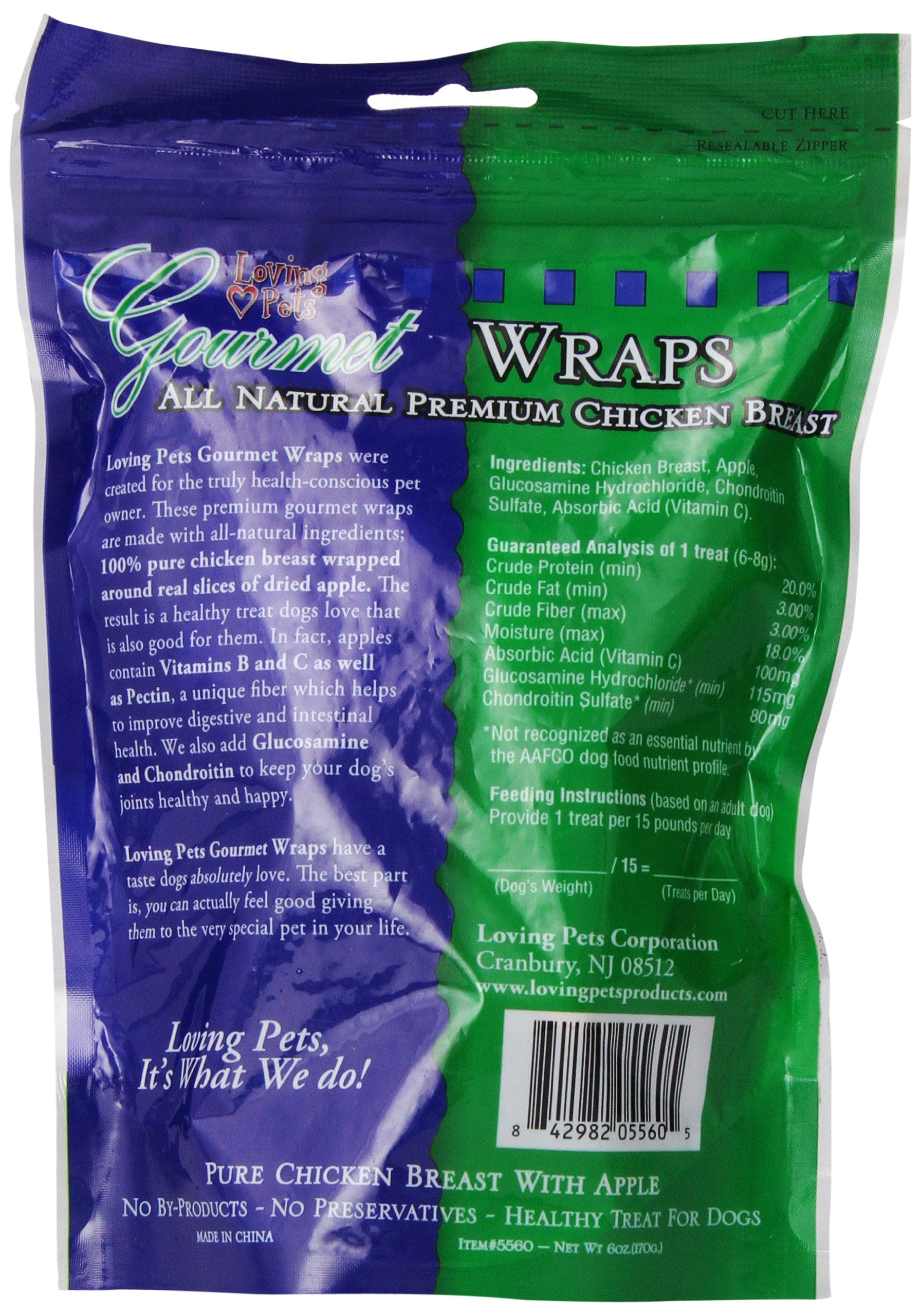 Loving Pets Gourmet All Natural Premium Apple And Chicken Wraps With Glucosamine And Chondroitin, Dog Treats, 6oz