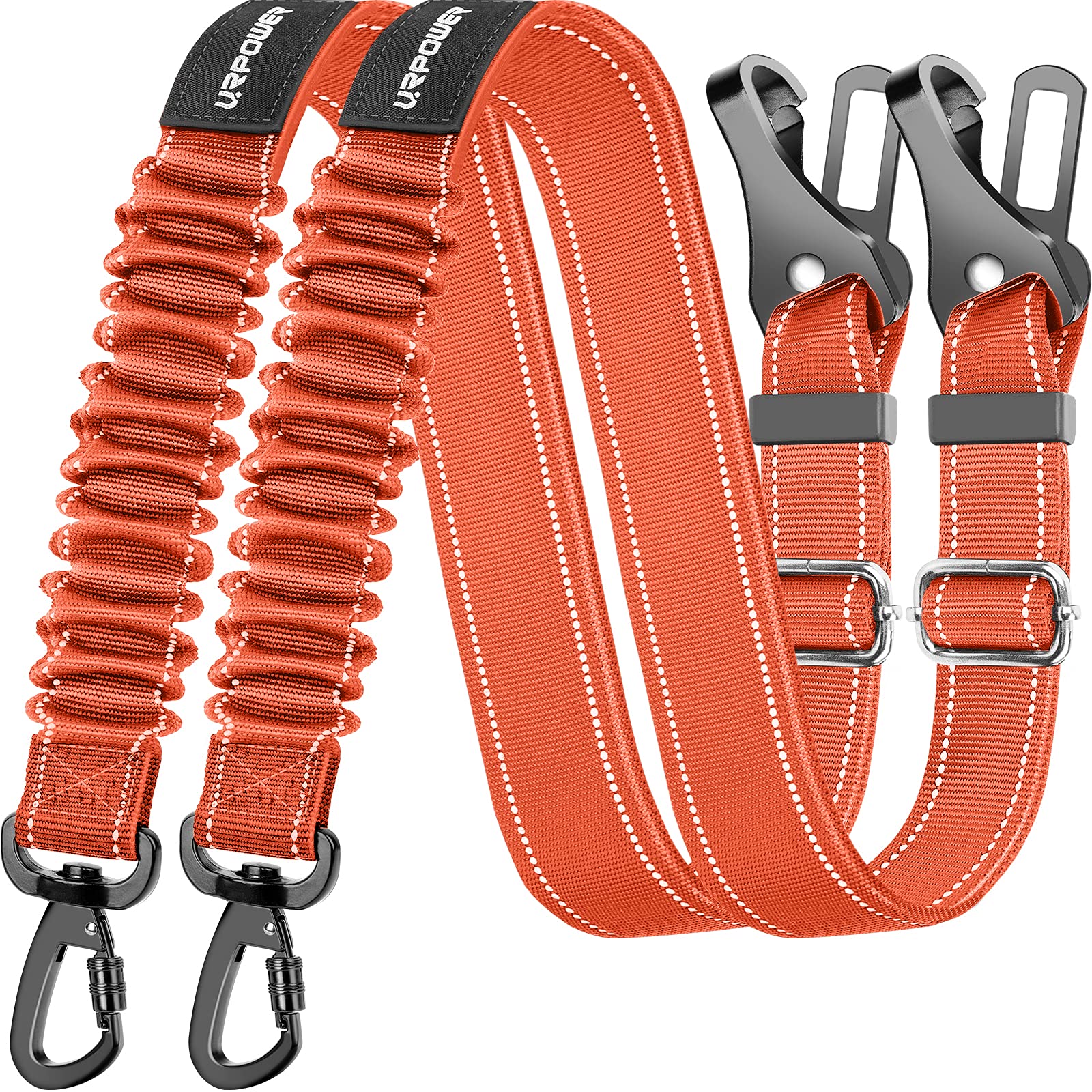 Urpower Upgraded Dog Seat Belt 3-In-1Car Seatbelts 2 Pack Adjustable Pet Seat Belt For Vehicle Nylon Pet Safety Seat Belts Heavy