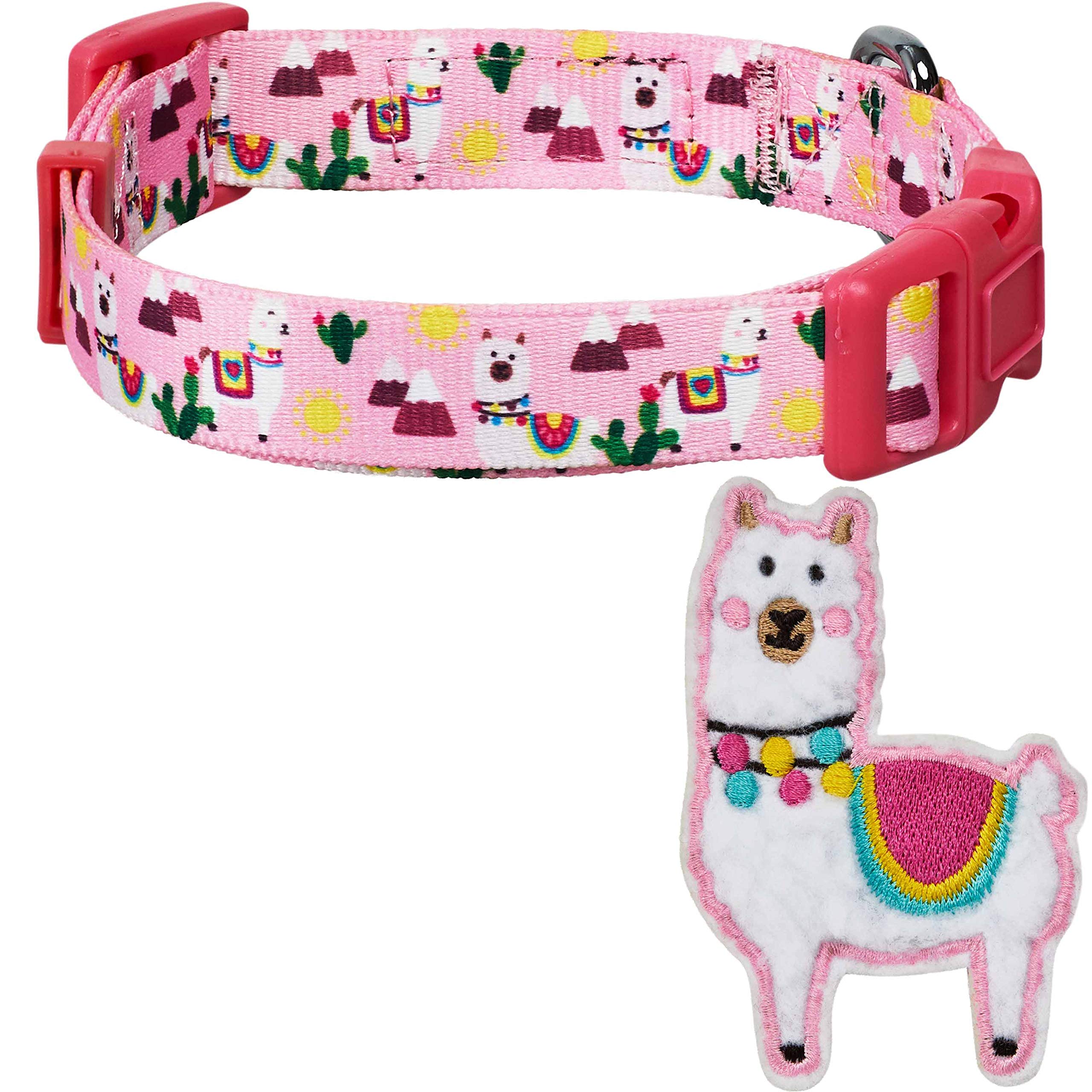 Blueberry Pet Happy Llamas Adjustable Dog Collar With Detachable D  Cor, Small, Neck 12''-16''