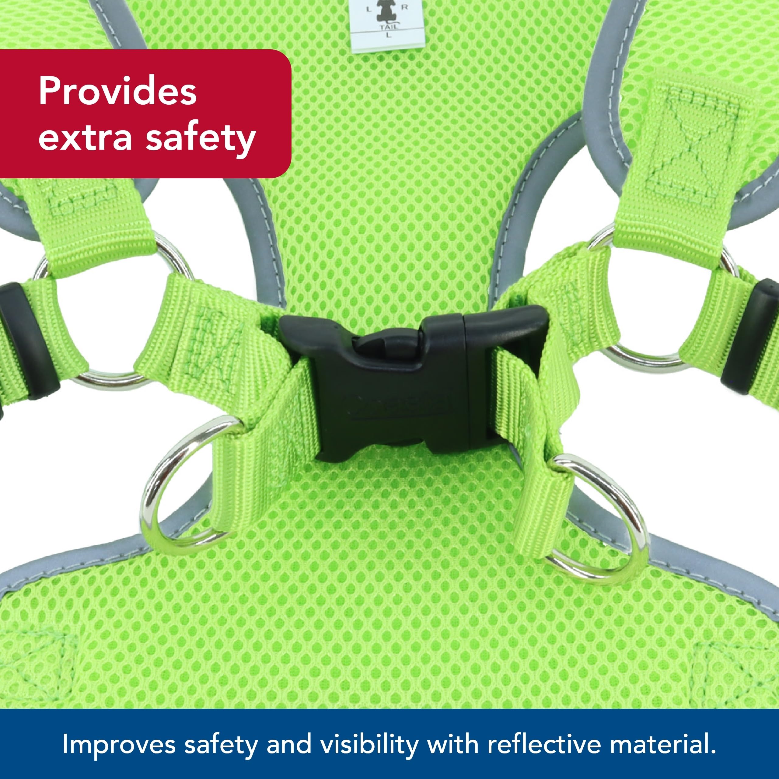 Coastal Pet Comfort Soft Reflective Wrap Adjustable Dog Harness - No-Pull Dog Harness For Small & Large Dogs - Lime - 5/8'' X 19