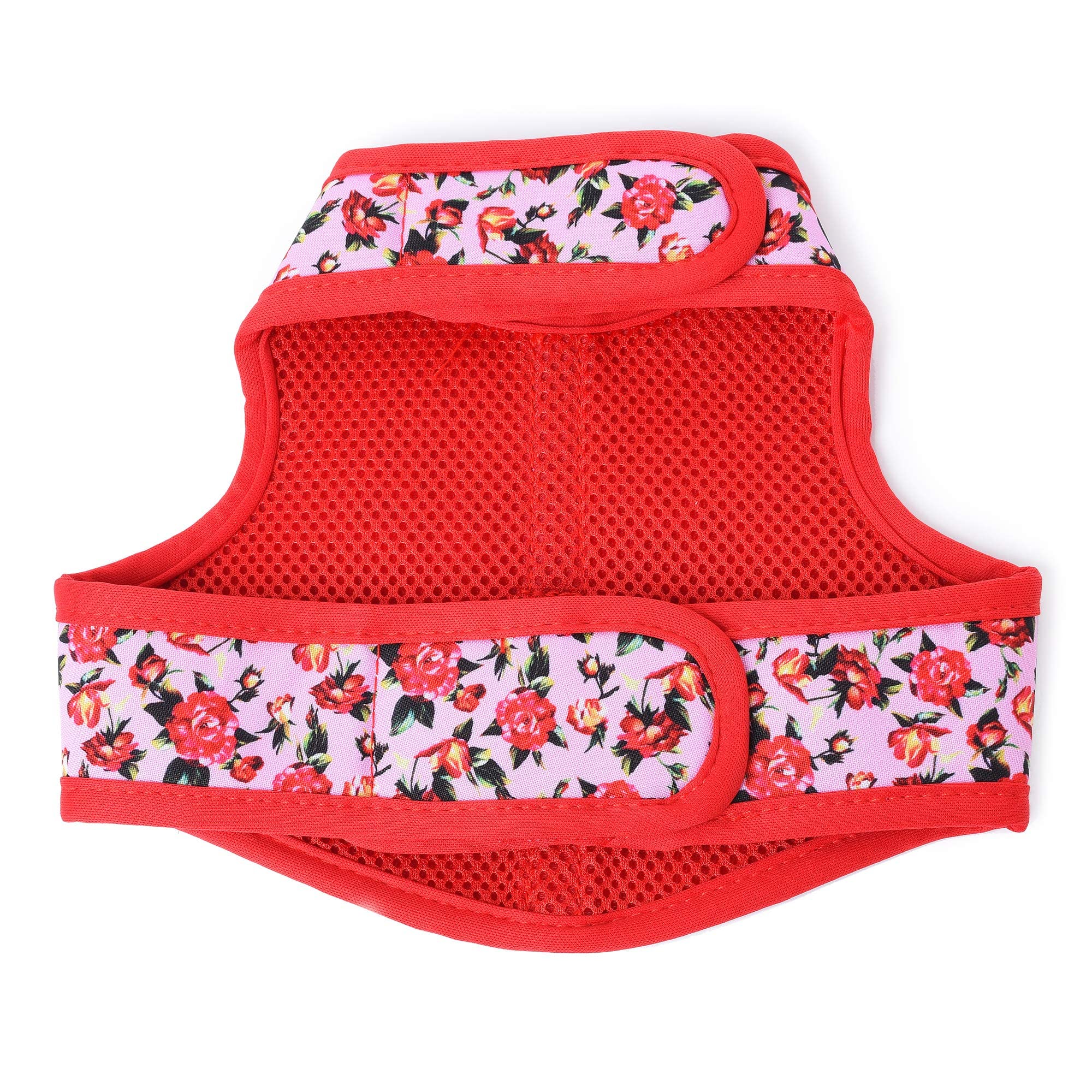 Mile High Life | Easy Get On Air Mesh Vest Harness | Spring Floral Collection | Adjustable Easy Closures Both Neck And Chest |20 Lbs Small Dogs & Cats | Peony Rose | Xs Chest Size (14'-16')