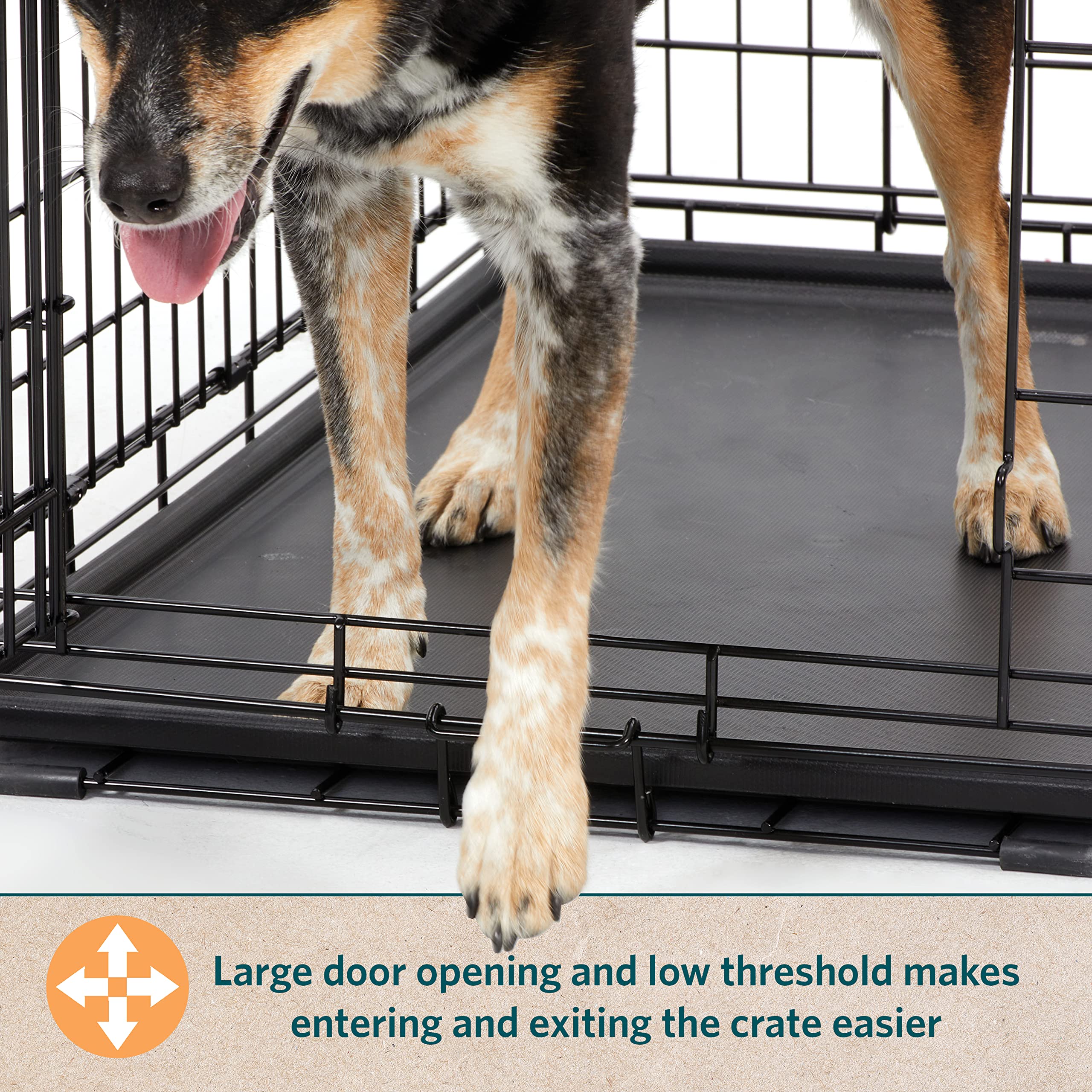 Midwest Homes For Pets Dog Crate | Life Stages 36' Folding Metal Divider Panel, Floor Protecting Feet, Leak-Proof Pan 36L X 23W 25H Inches, Intermediate Breed, Black