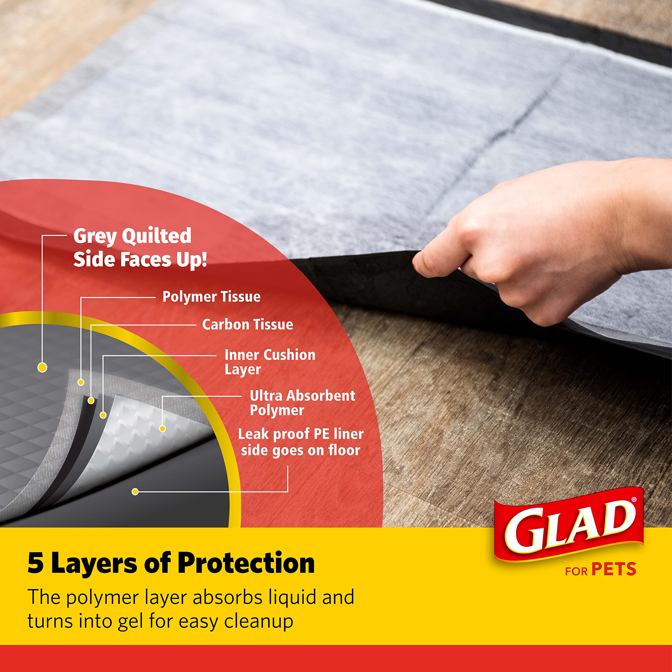 Glad for Pets Black Charcoal Puppy Pads, 14 Count - Absorb & Neutralize Urine Instantly, Improved Quality Puppy Pee Pads