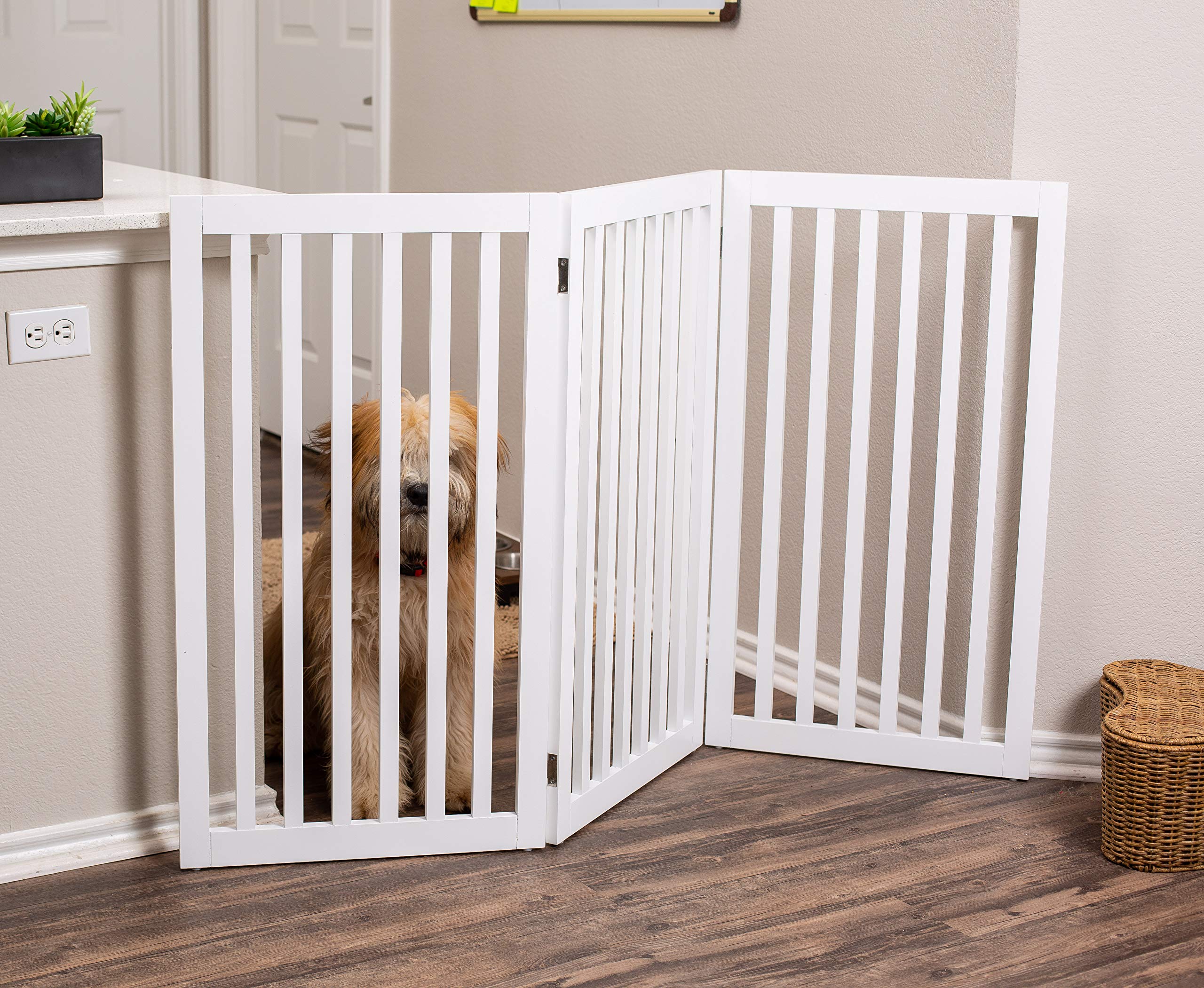 InternetS Best Traditional Pet Gate - 3 Panel - 36 Tall - White