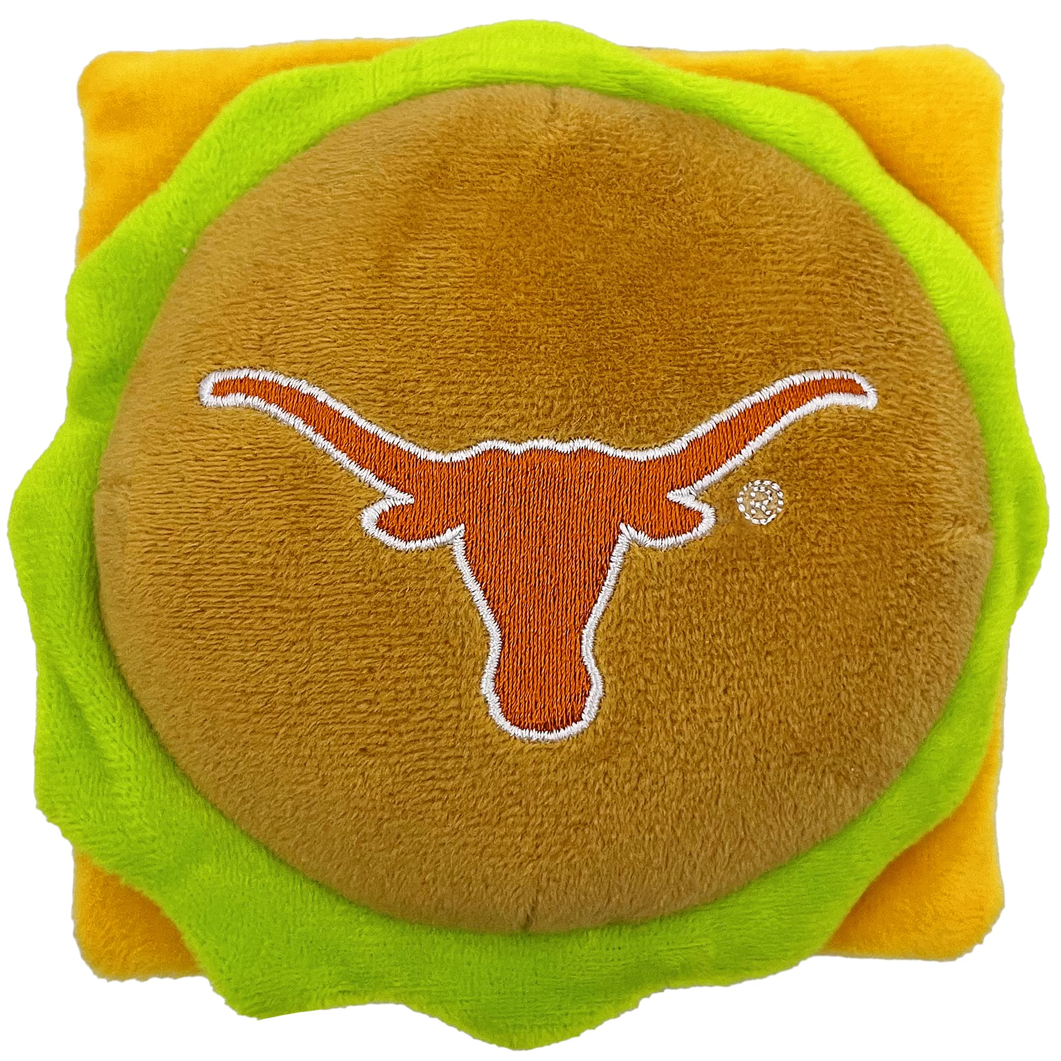 Pets First Ncaa Texas Longhorns Cheeseburger Plush Dog & Cat Squeak Toy- Cutest Stadium Hamburger Snack Plush Toy For Dogs & Cat