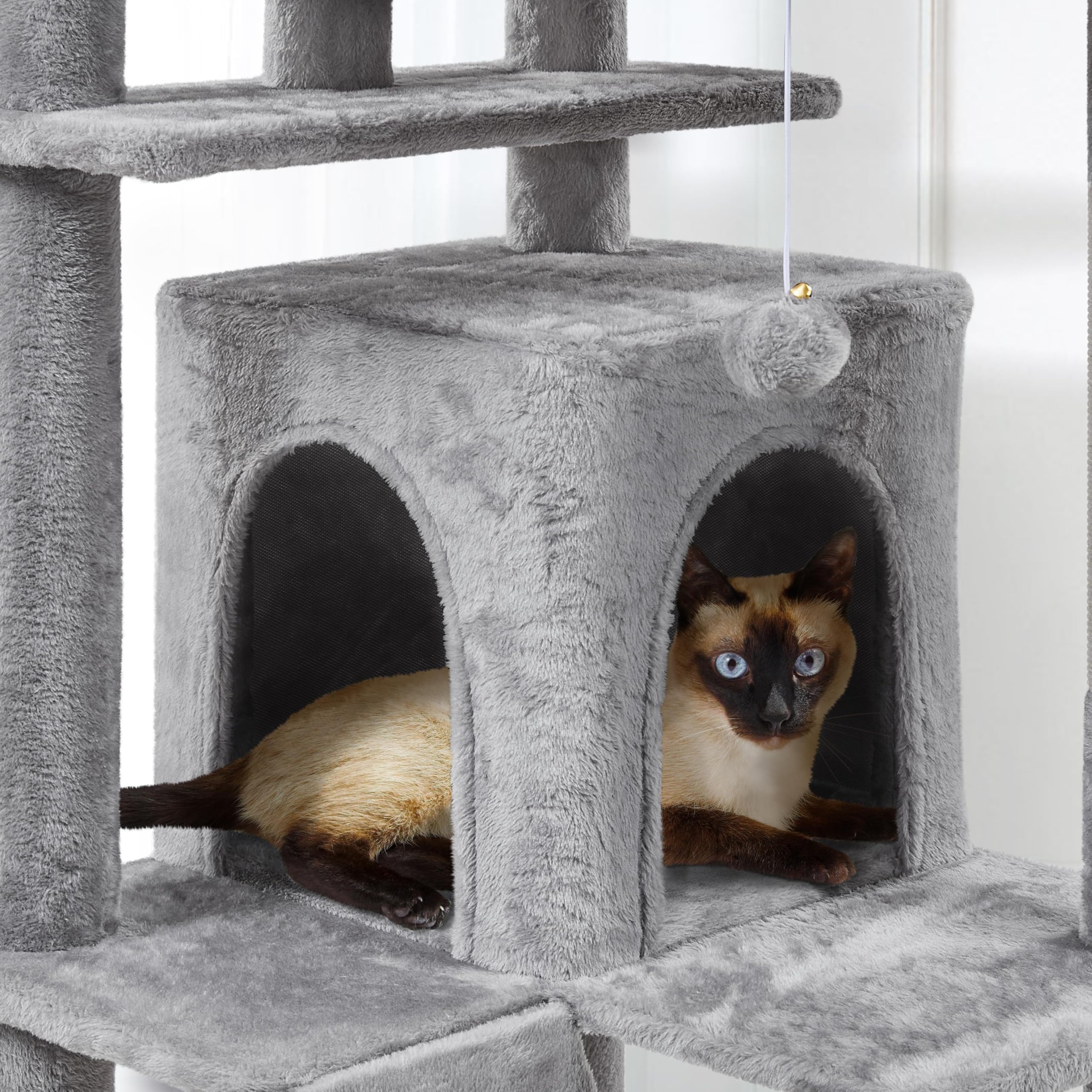 Yaheetech Tall Cat Tree, 80In Multi-Level Tower With Scratching Posts, Double Cat Caves, Perched Platforms, Dangling Balls, Kitt