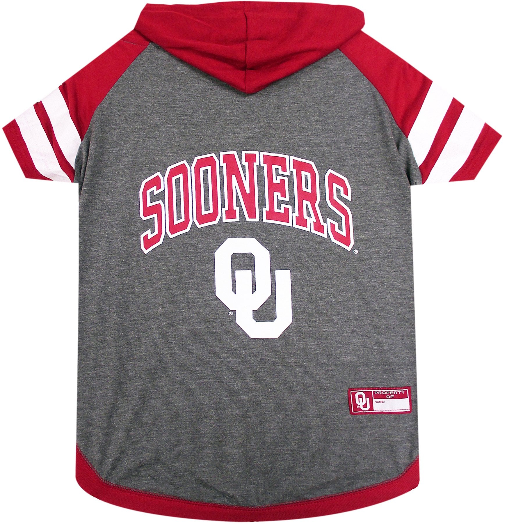 NCAA OKLAHOMA SOONERS HOODIE for DOGS & CATS, LARGE COLLEGIATE Licensed DOG HOODY Tee Shirt. Sports HOODY T-Shirt for Pets. COLL