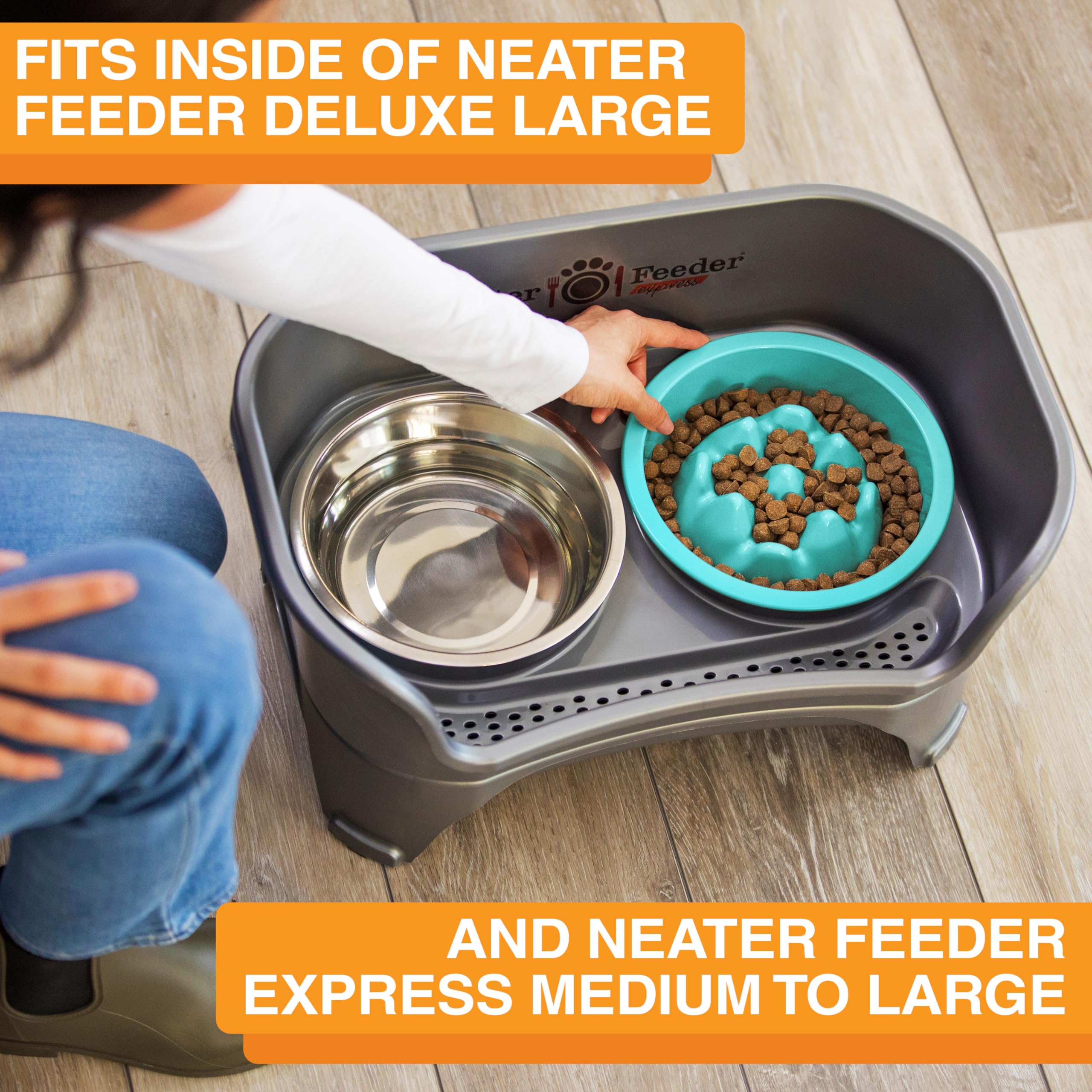 The Niner Slow Feed Bowl - Raised Peaks Slow Down Pets Eating - Fits Elevated Feeders Including Neater Feeder Large Sizes - Gent