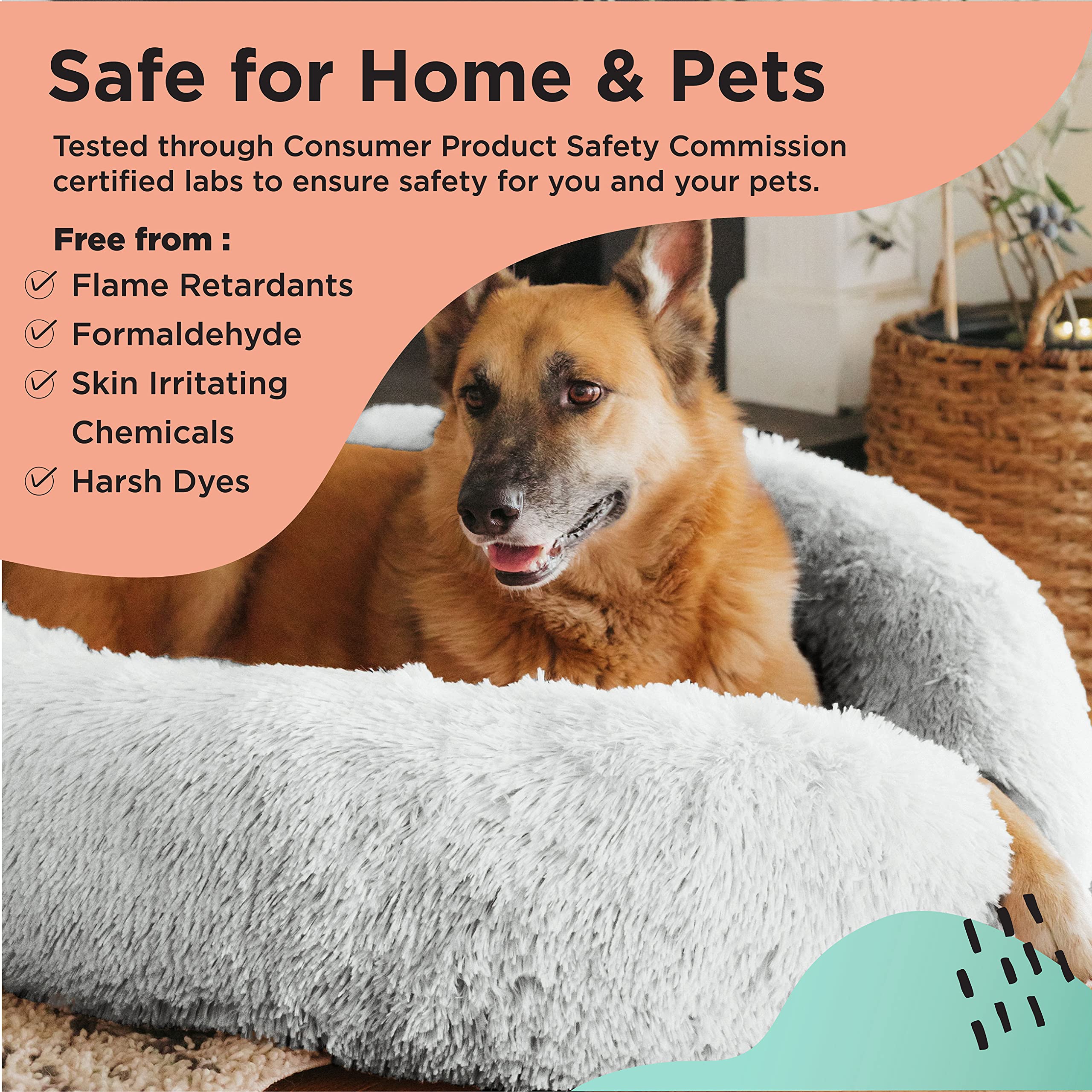 Best Friends By Sheri The Original Calming Donut Dog And Cat Bed In Shag Fur, Frost Gray, Large, 36X36
