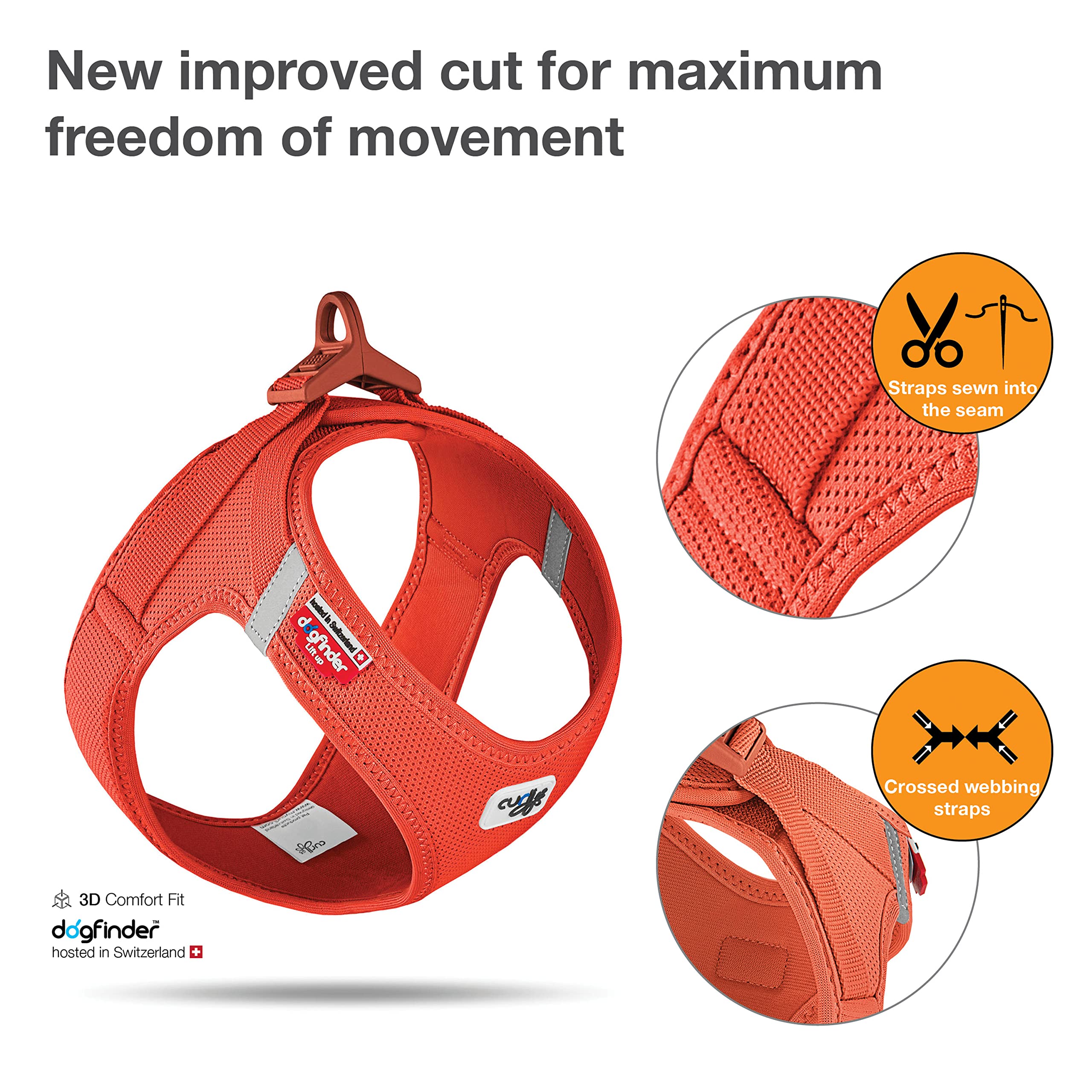 Vest Harness Curli Clasp Air-Mesh Sun Orange Xs