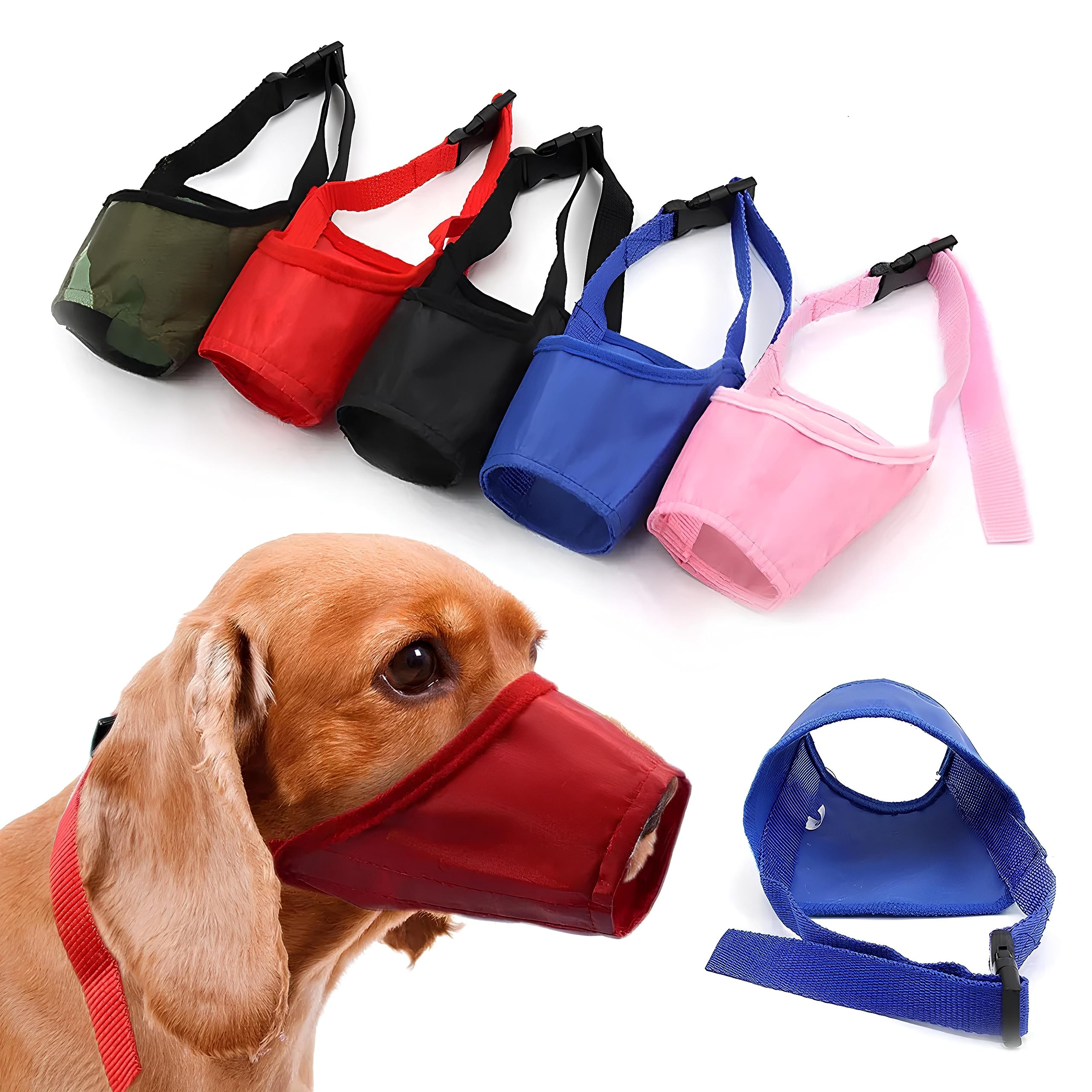 Ateliepets Soft Muzzle For Small & Medium Dogs - Grooming Mouth Guard To Stop Biting, Barking & Chewing - 5 Colors & Sizes (Red,