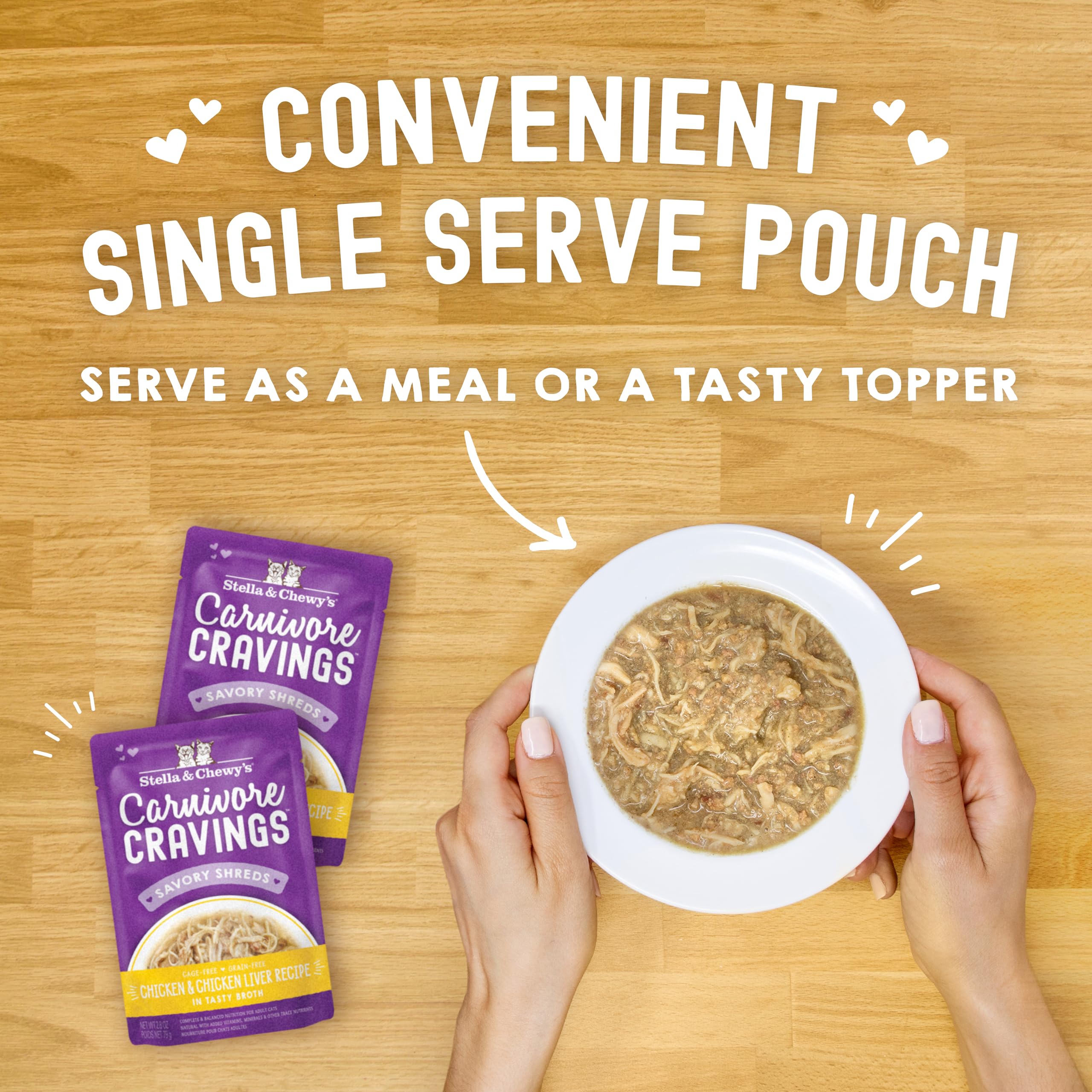 Stella & Chewys Carnivore Cravings Wet Cat Food - Premium Pouches - Grain Free, High Protein Chicken & Chicken Liver - Perfect