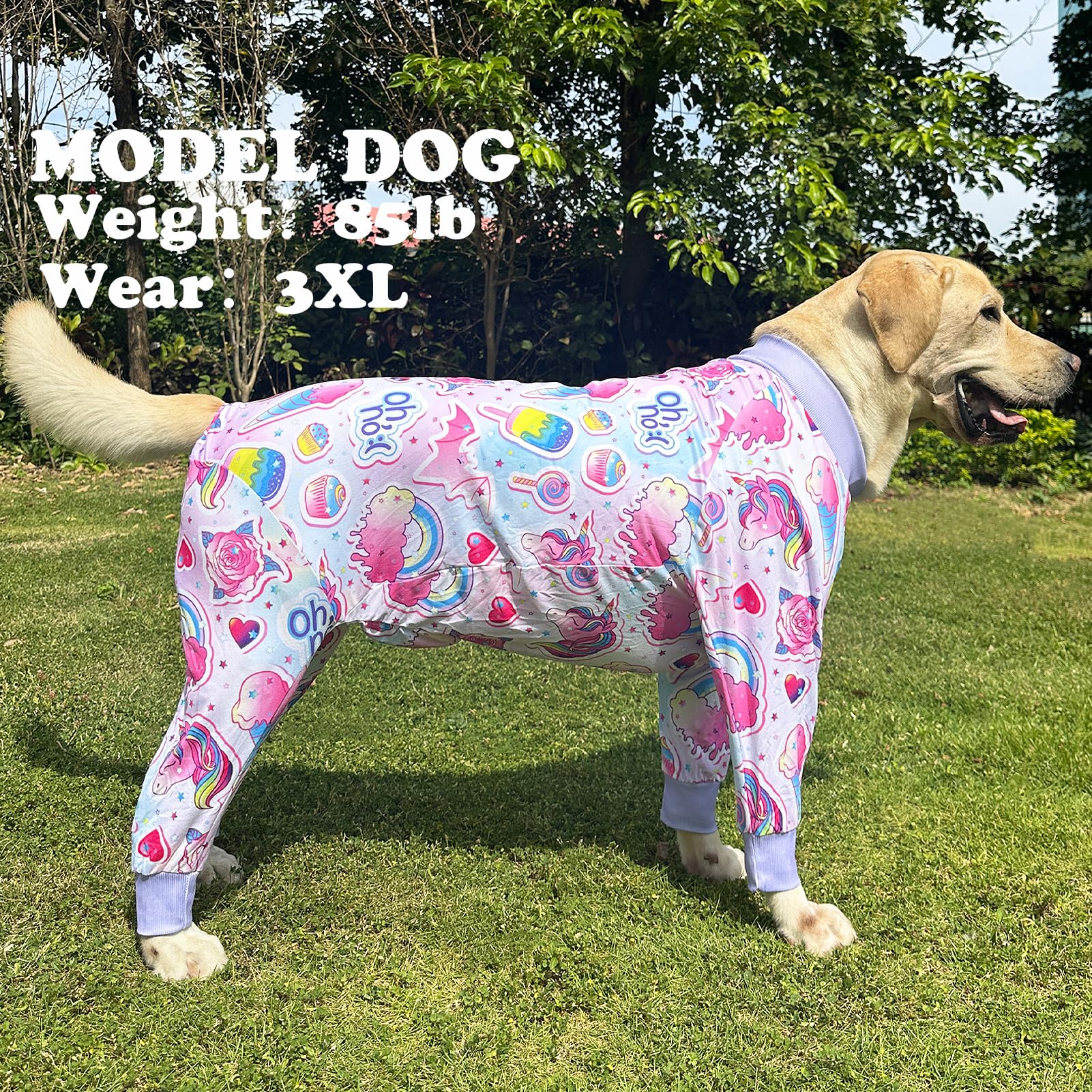 Pripre Dogs Surgery Recovery Suit Ice Cream Candy Printed Long Sleeve Shirts Soft Pajamas Onesie Jumpsuit Prevent Licking Dogs S