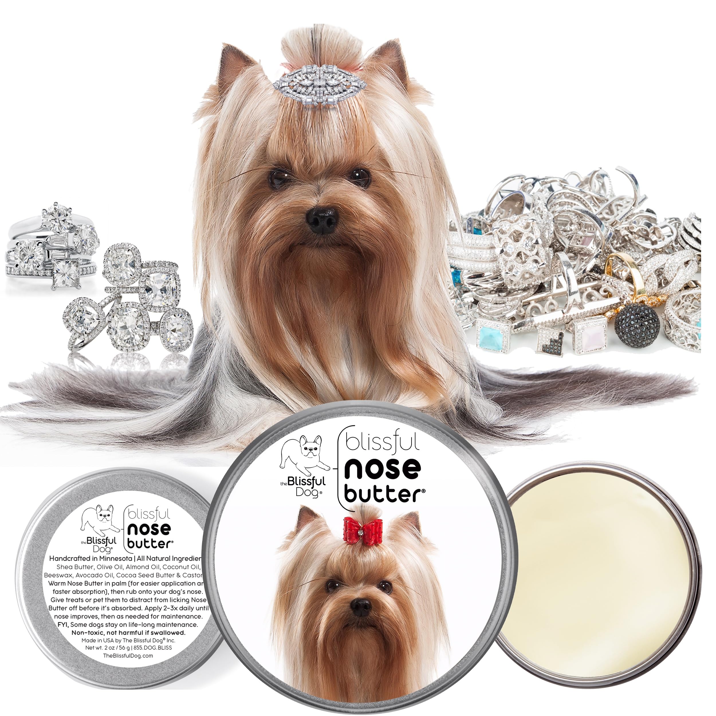 The Blissful Dog Yorkshire Terrier Unscented Nose Butter, 16oz