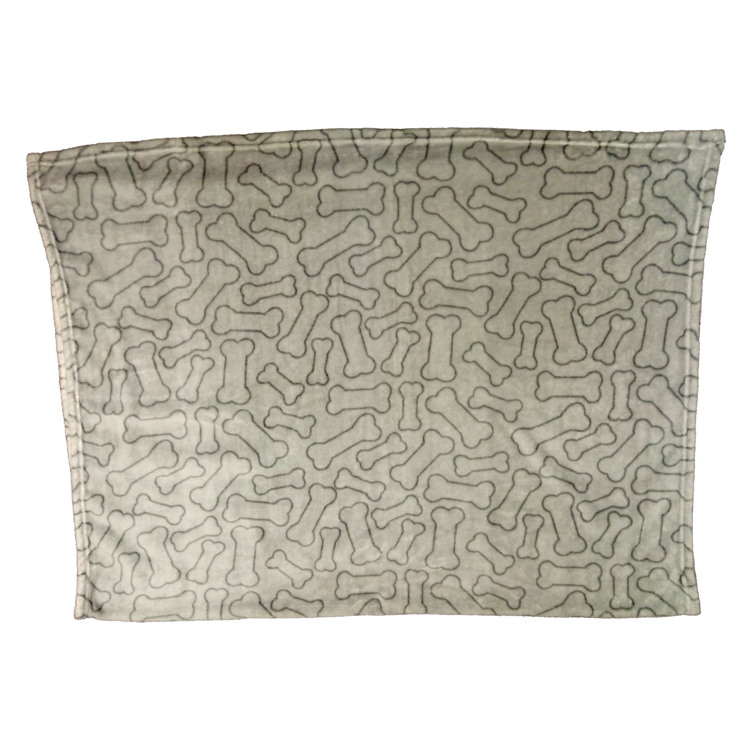 Spot Snuggler Bones Blanket - Ultra Soft, Machine Washable Dog Blanket For Beds, Furniture Protection, Travel, And Crates - 30 X 40 Inch, Grey Fleece Throw With Bone Print Design