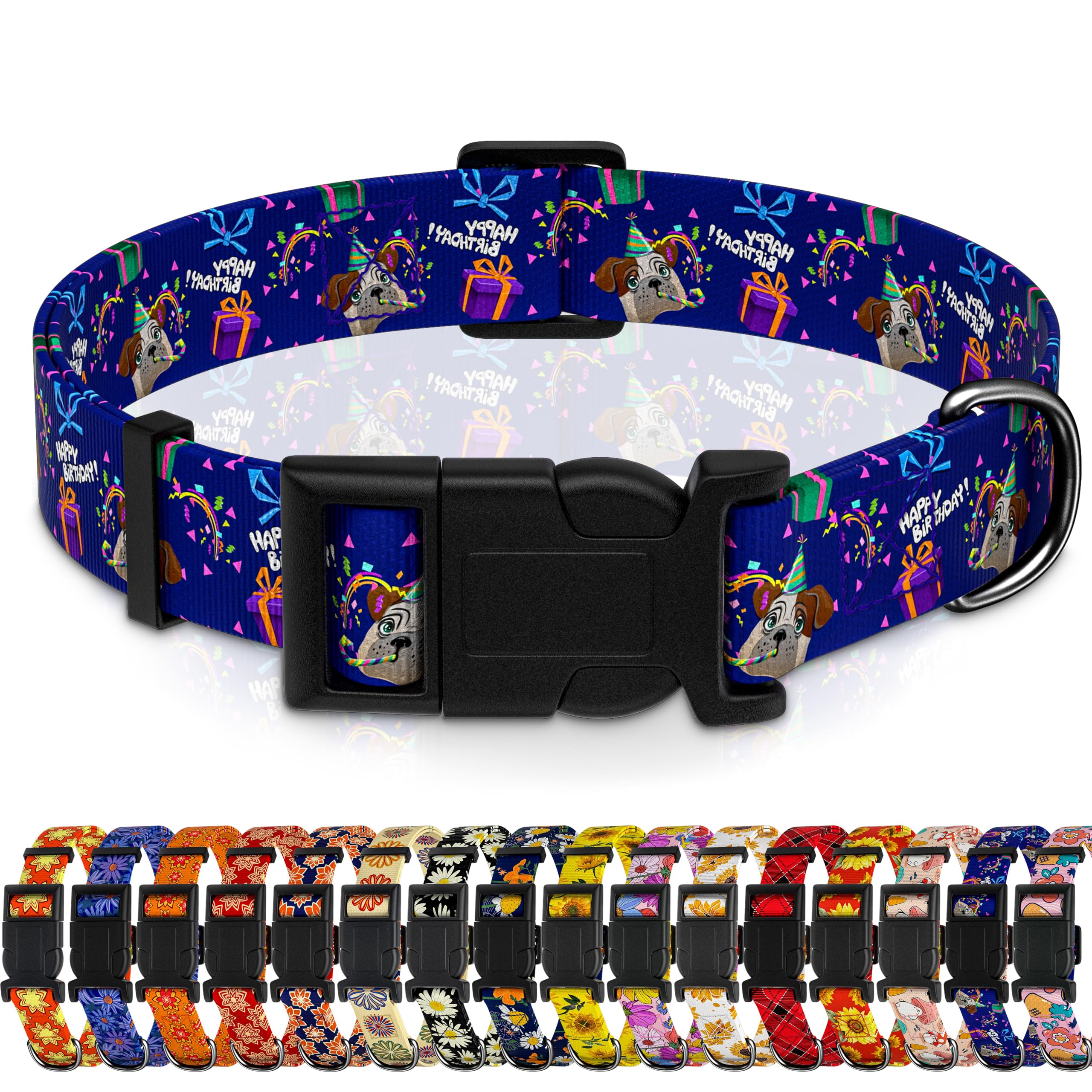 Seyezo Dog Collar, Classical Birthday Gift Boys Girls Puppy Collar For Small Medium Large Dogs, Adjustable Soft Pet Collar With 