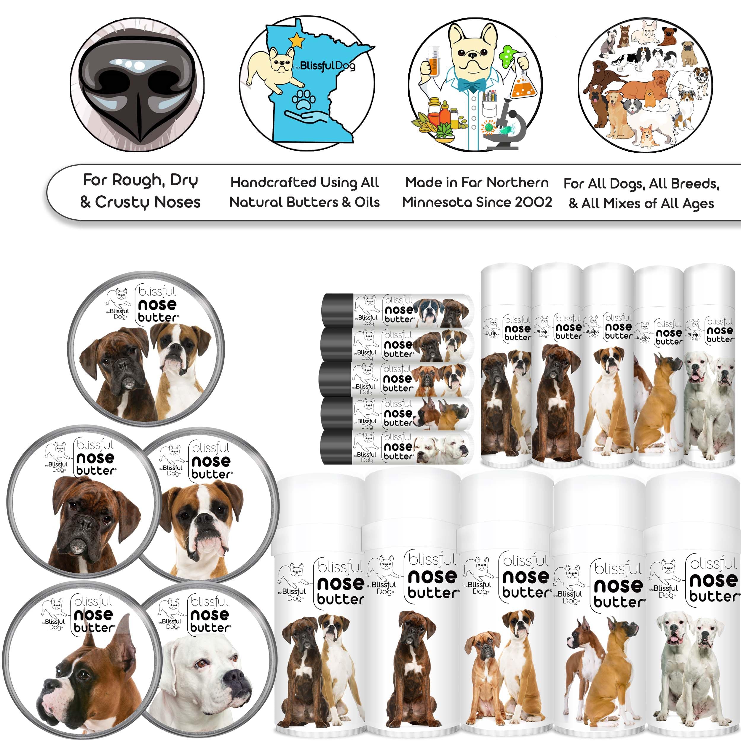 The Blissful Dog Fawn Boxer Nose Butter Tin, Versatile Dog Nose Balm for Dry Nose, Handcrafted Nose Moisturizer, Easy-to-Apply D