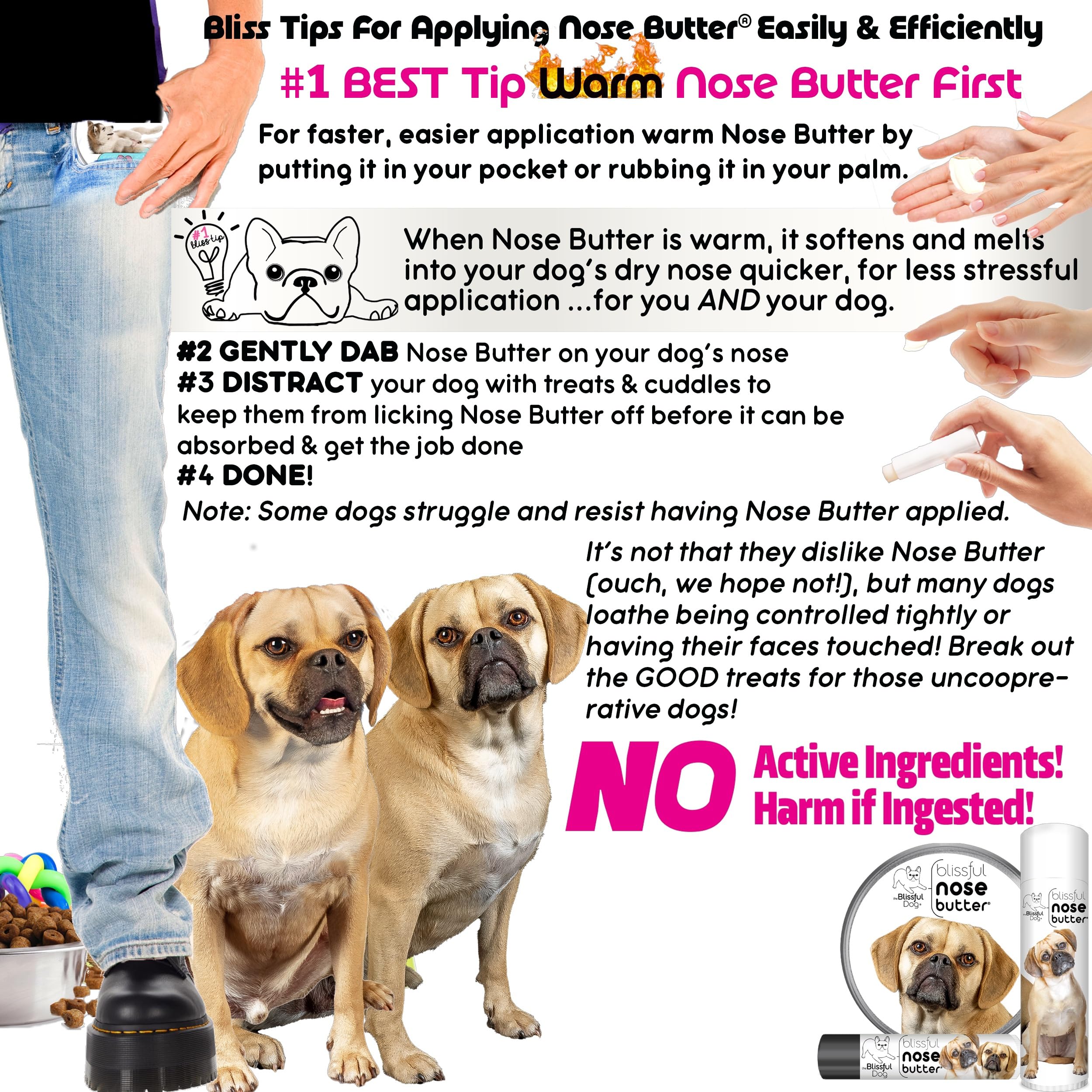 The Blissful Dog Puggle Unscented Nose Butter - Dog Nose Butter, 0.15 Ounce