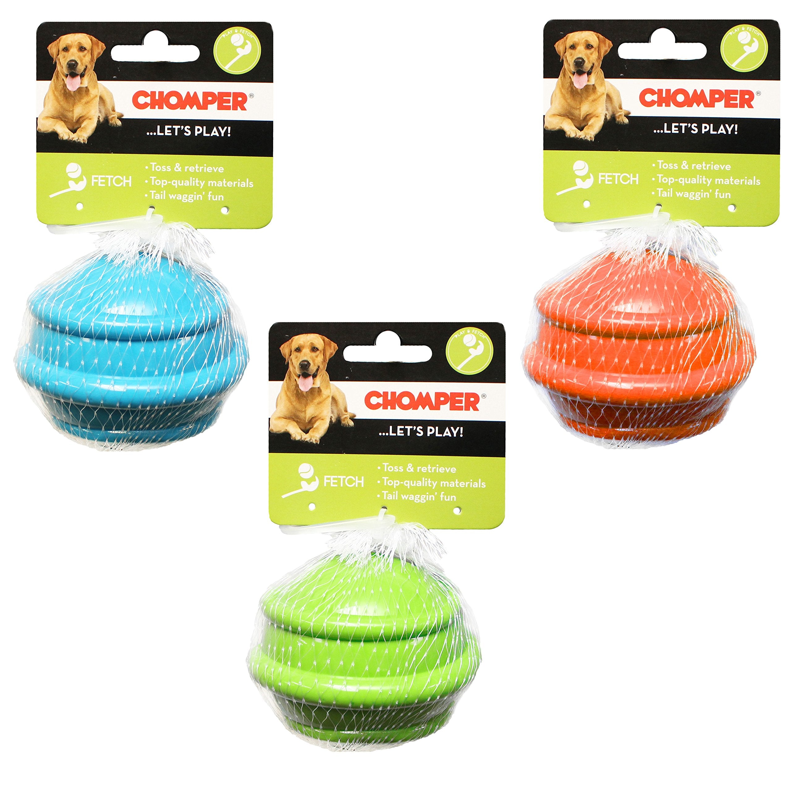Reaowazo Chomper Extra Tough & Colorful Medium 3' Squeaky & Spiraled Tpr Ball - Size Toy
