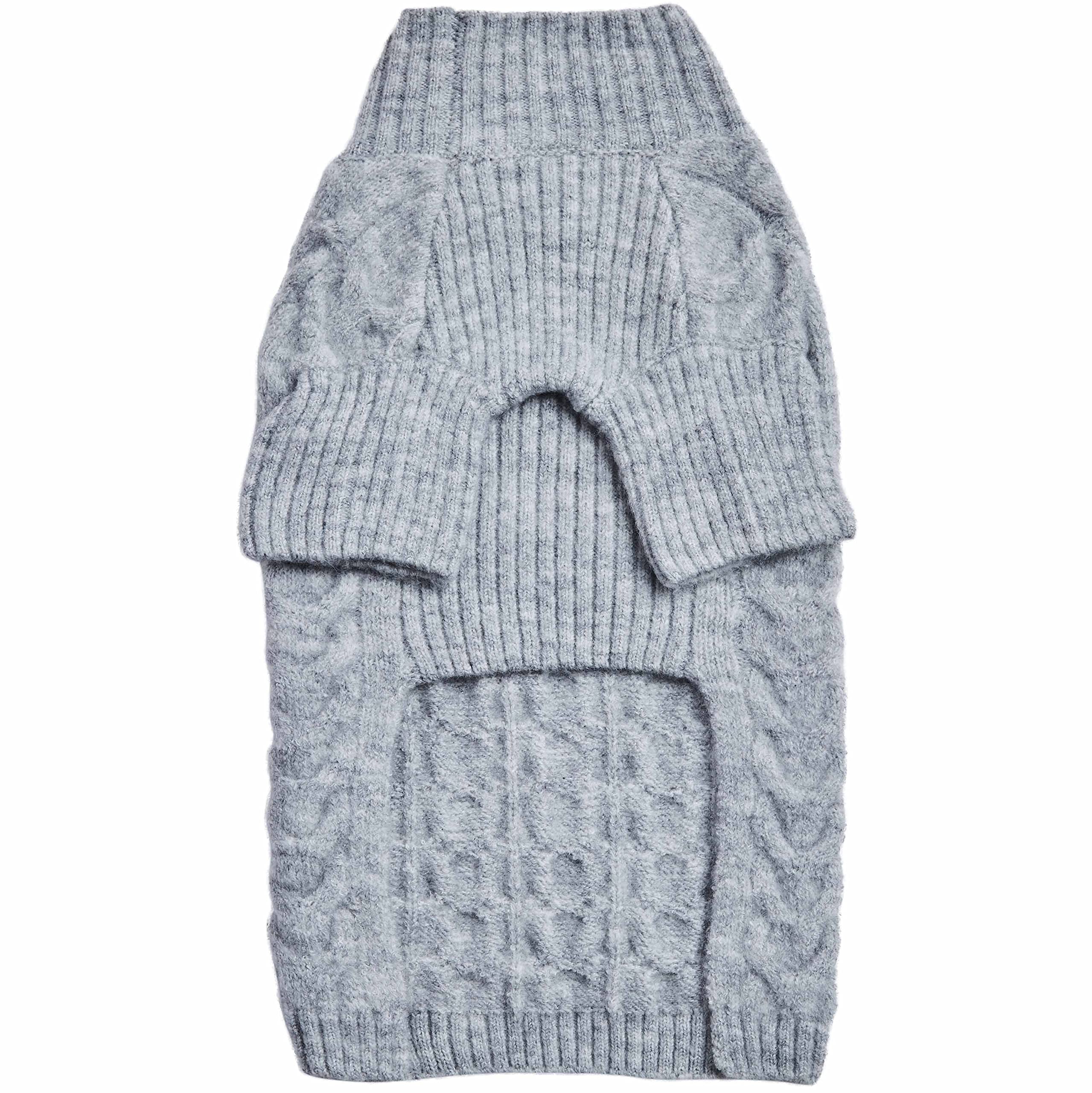 Blueberry Pet Classic Fuzzy Textured Knit Pullover Turtle-Neck Dog Sweater in Heather Grey, Back Length 10'', Pack of 1 Clothes