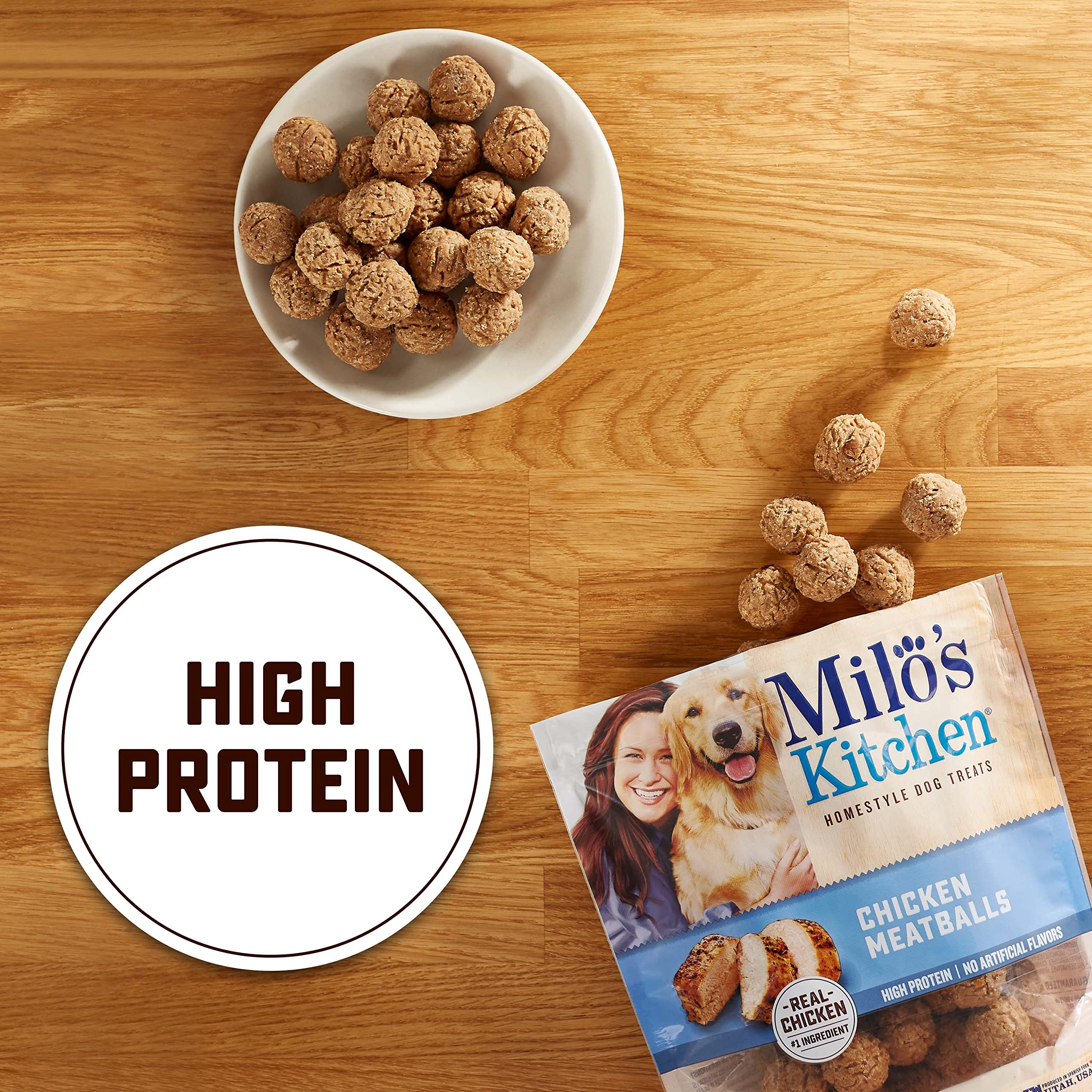 Milos Kitchen Homestyle Dog Treats, Chicken Meatballs, 18 Ounce, High Protein, No Artifical Flavors