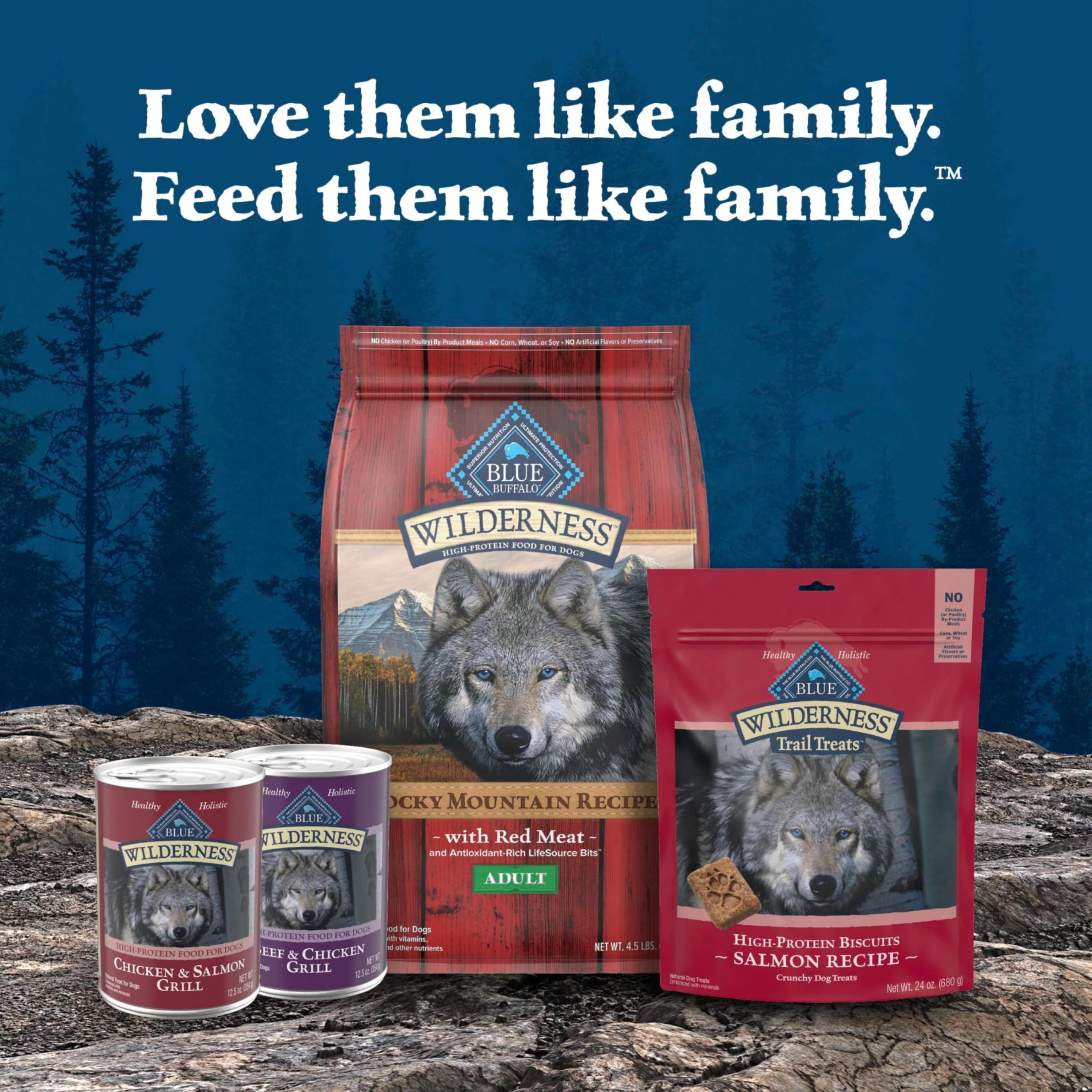 Blue Buffalo Wilderness High Protein Beef and Chicken & Salmon and Chicken Wet Dog Food Variety Pack for Adult Dogs, Grain-Free,