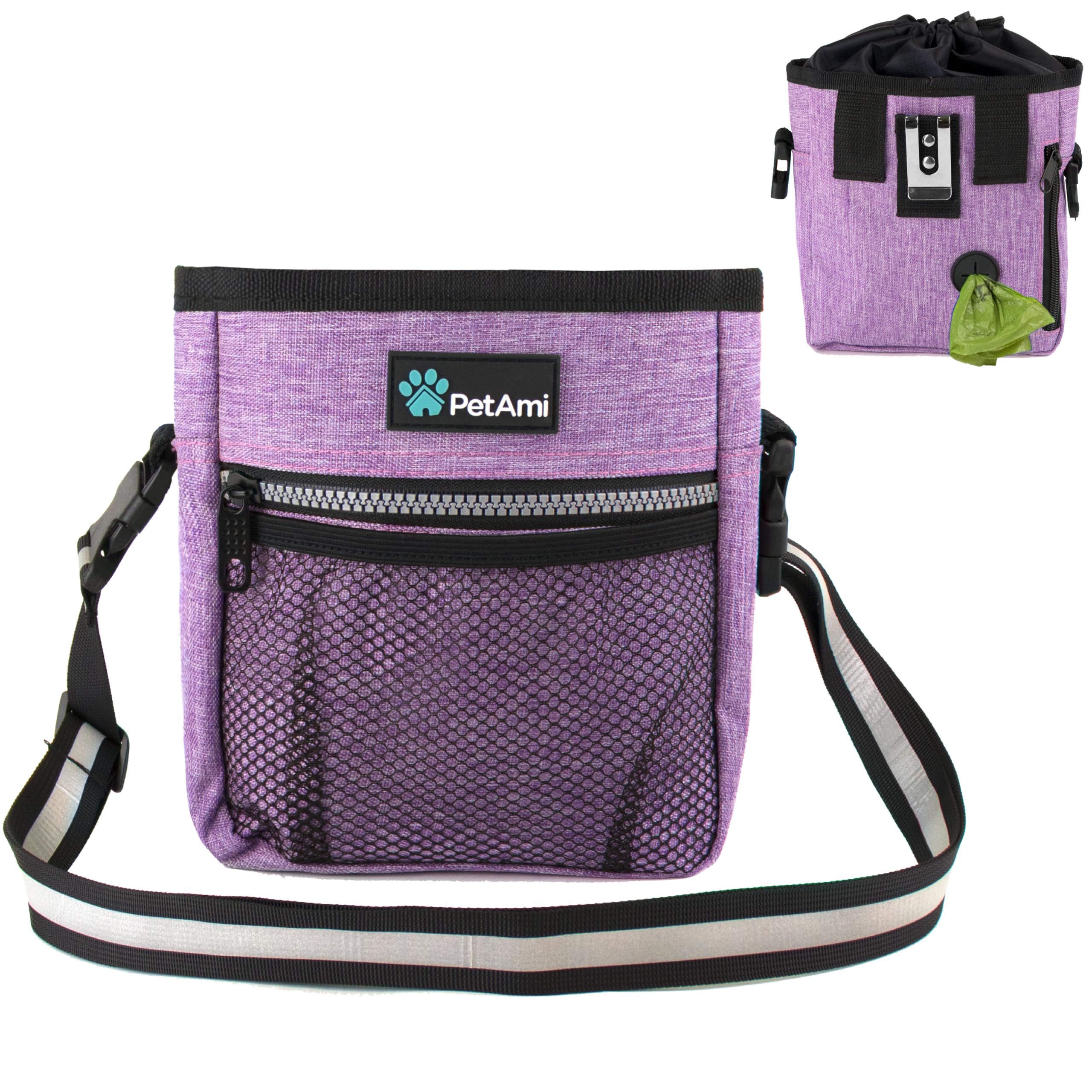 PetAmi Dog Treat Pouch, Pet Treat Pouch for Training, Dog Walking Bag Holder for Kibbles, Pet Food Toy, Dog Trainer Essentials S