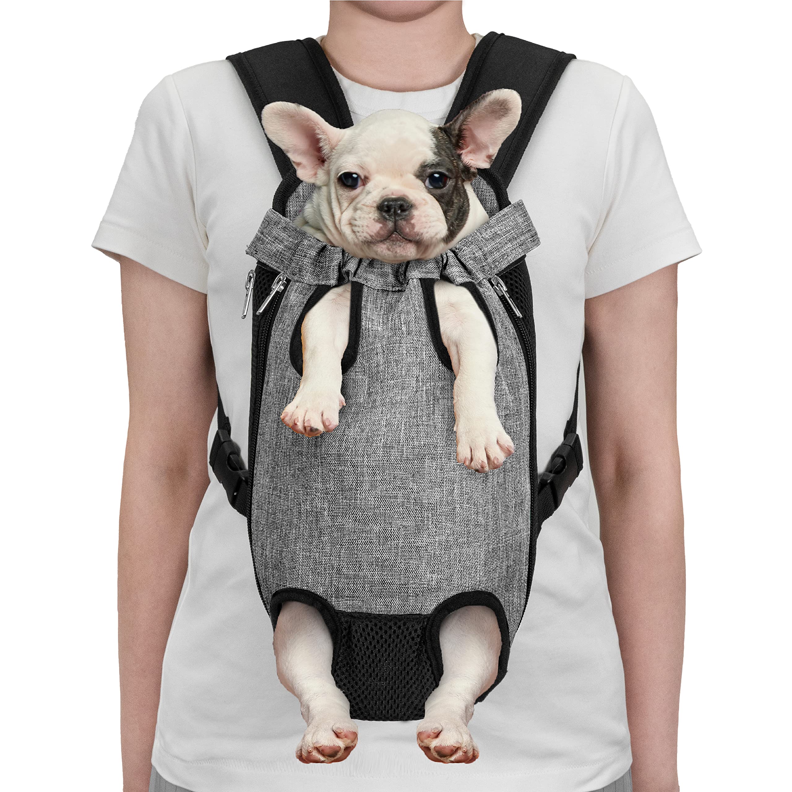Petami Dog Carrier Backpack, Adjustable Pet Cat Front Carrier Backpack, Ventilated Dog Chest Carrier For Hiking Camping Travel, Sling Bag For Small Medium Dog Cat Puppies, Medium, 9-13 Lbs, Grey