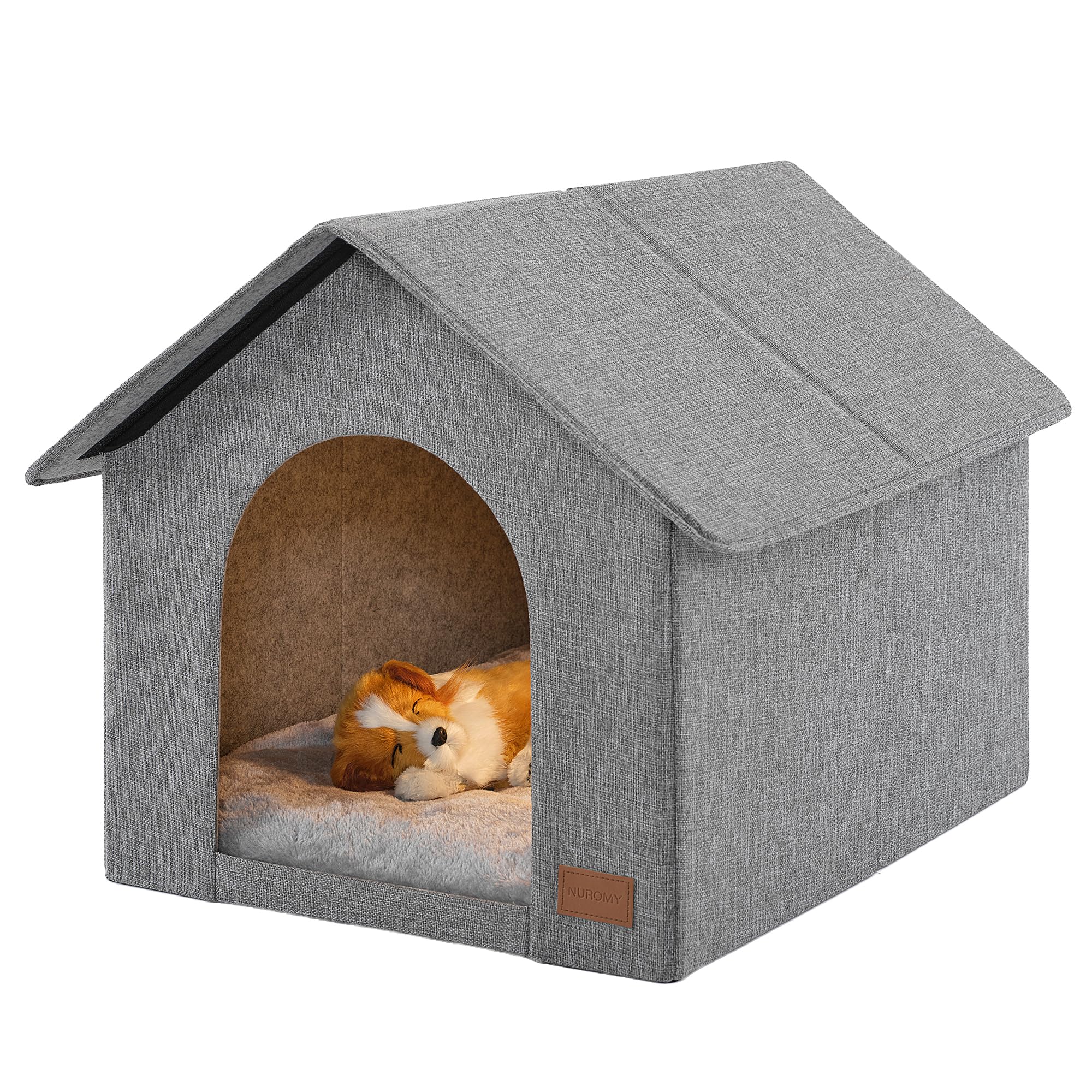 NUROMY Dog House Indoor,Inside Dog House with Washable Plush Cushion,Pet Dog House Bed for Large Dog,Indoor Cat House & Condos f