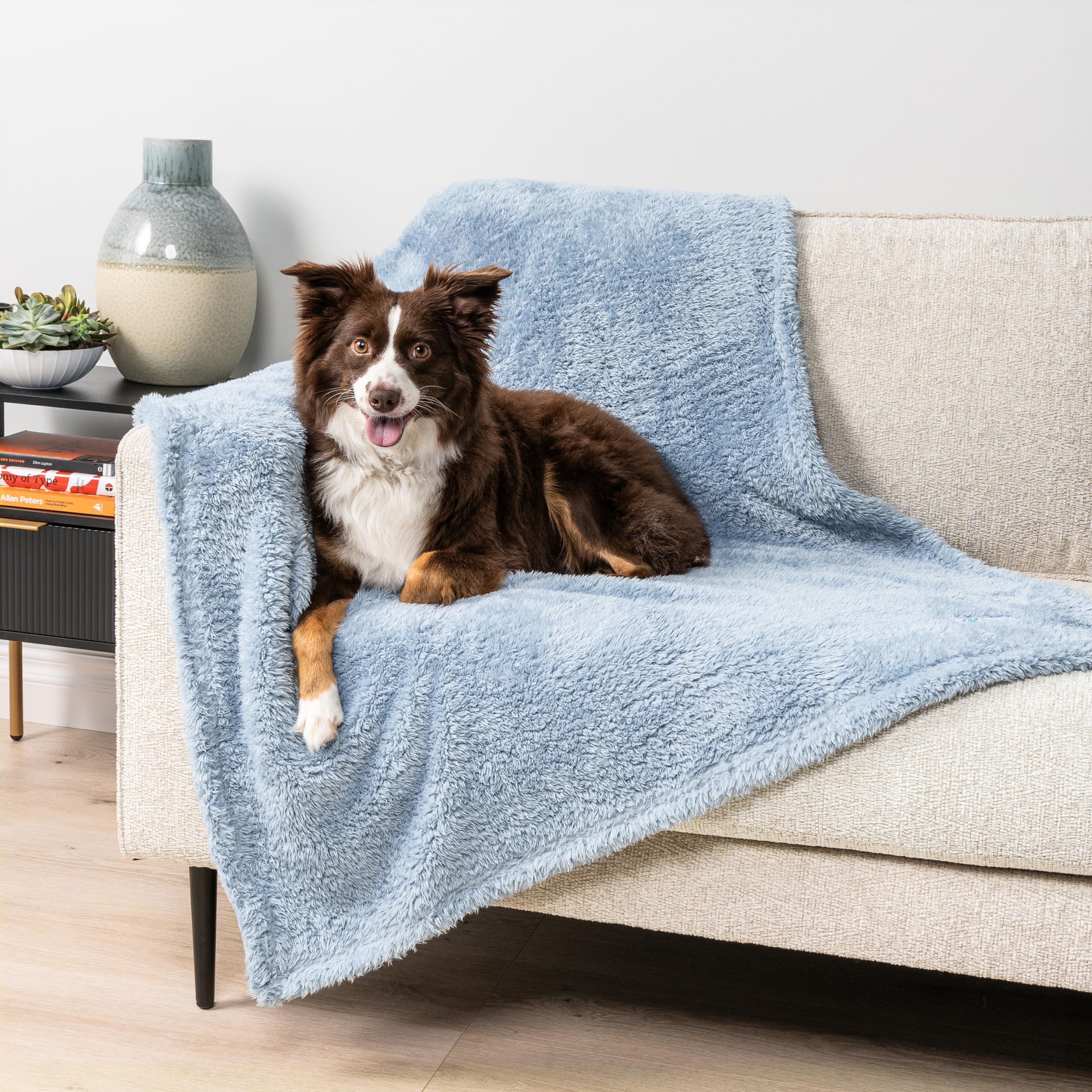 PetAmi Dog Blanket for Small Medium Dogs Blue, Fluffy Soft Puppy Blanket, Sherpa Fleece Cat Blanket for Kitten Doggie, Calming P