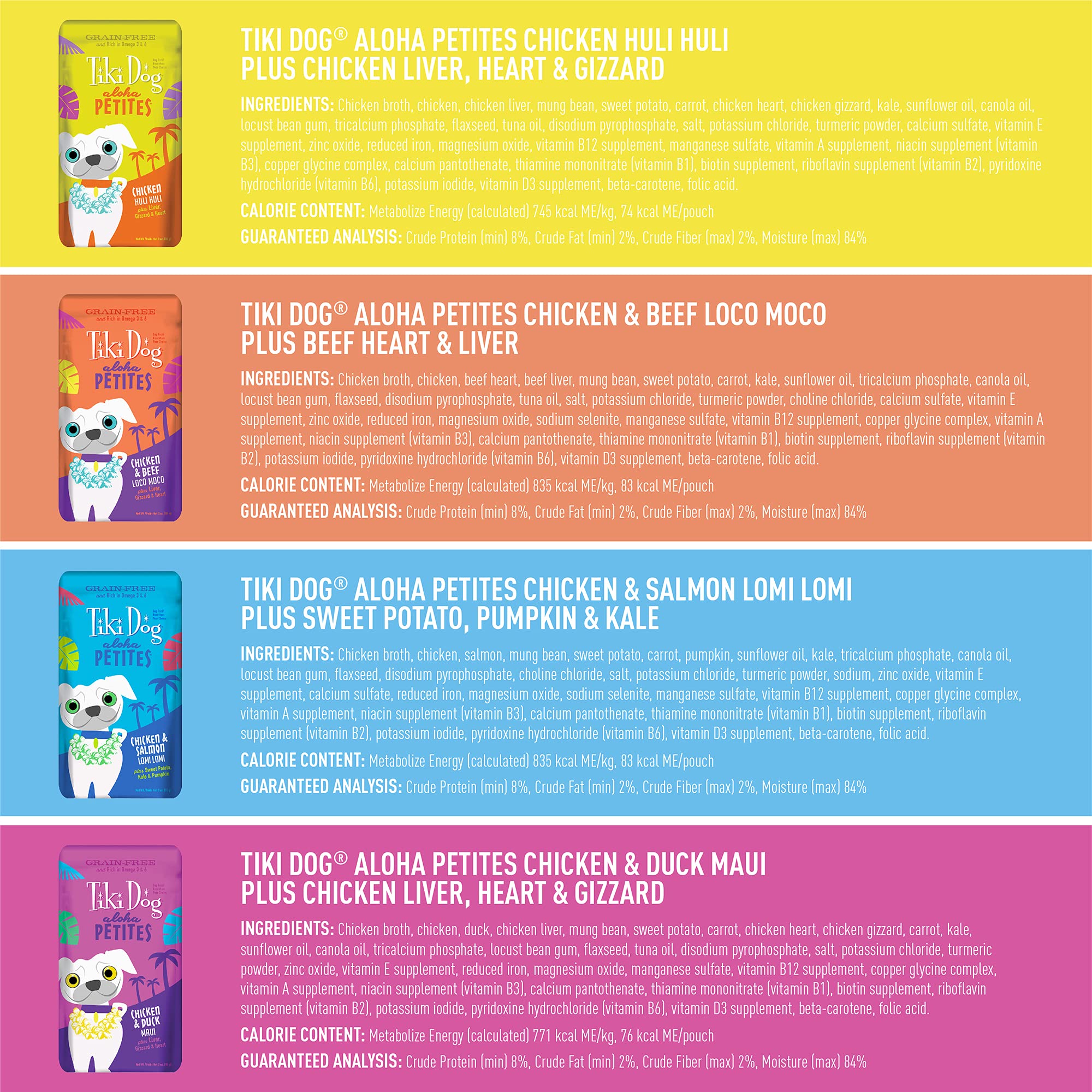 Tiki Dog Aloha Petites, Variety Pack, Nutrient Dense High Quality Meat, Wet Dog Food For Small Breed Dogs and All Life Stages, 3