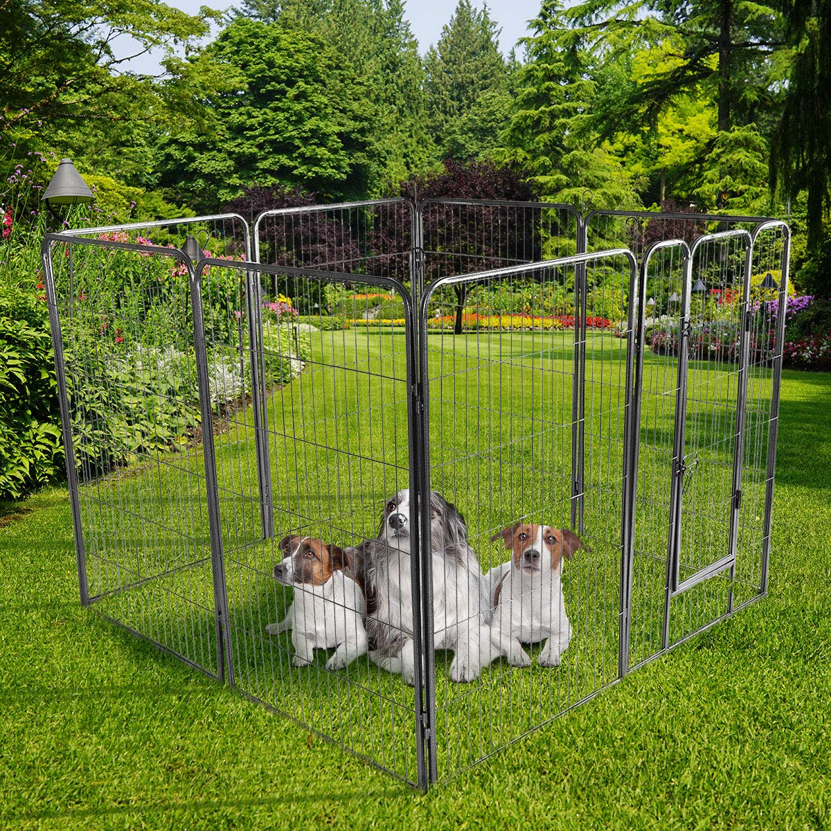 Giantex 16/8 Panel Pet Playpen with Door, Foldable Dog Exercise Pen, Portable Configurable Cat Chicken Rabbit Fence Outdoor Outd