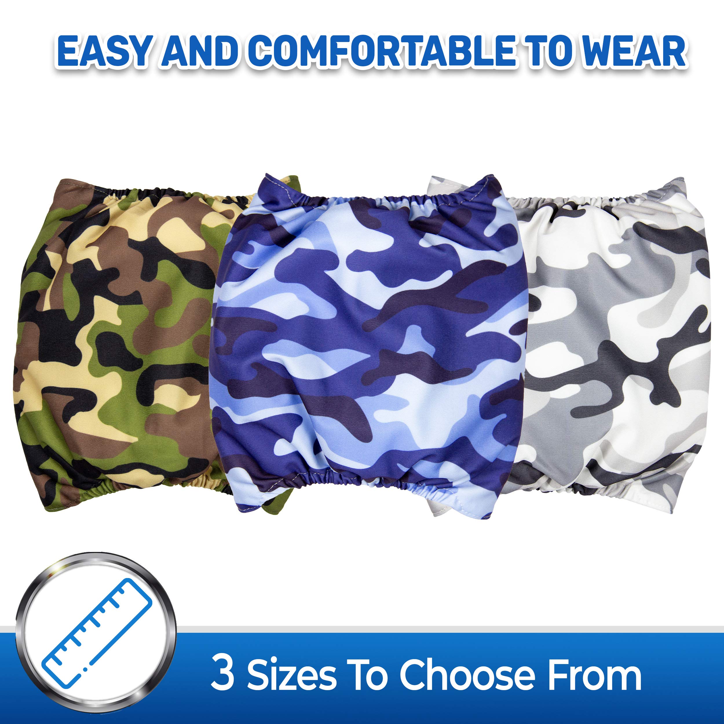 Premium Male Dog Belly Band Washable (3-Pack) (camo, Medium (15-21 Waist))