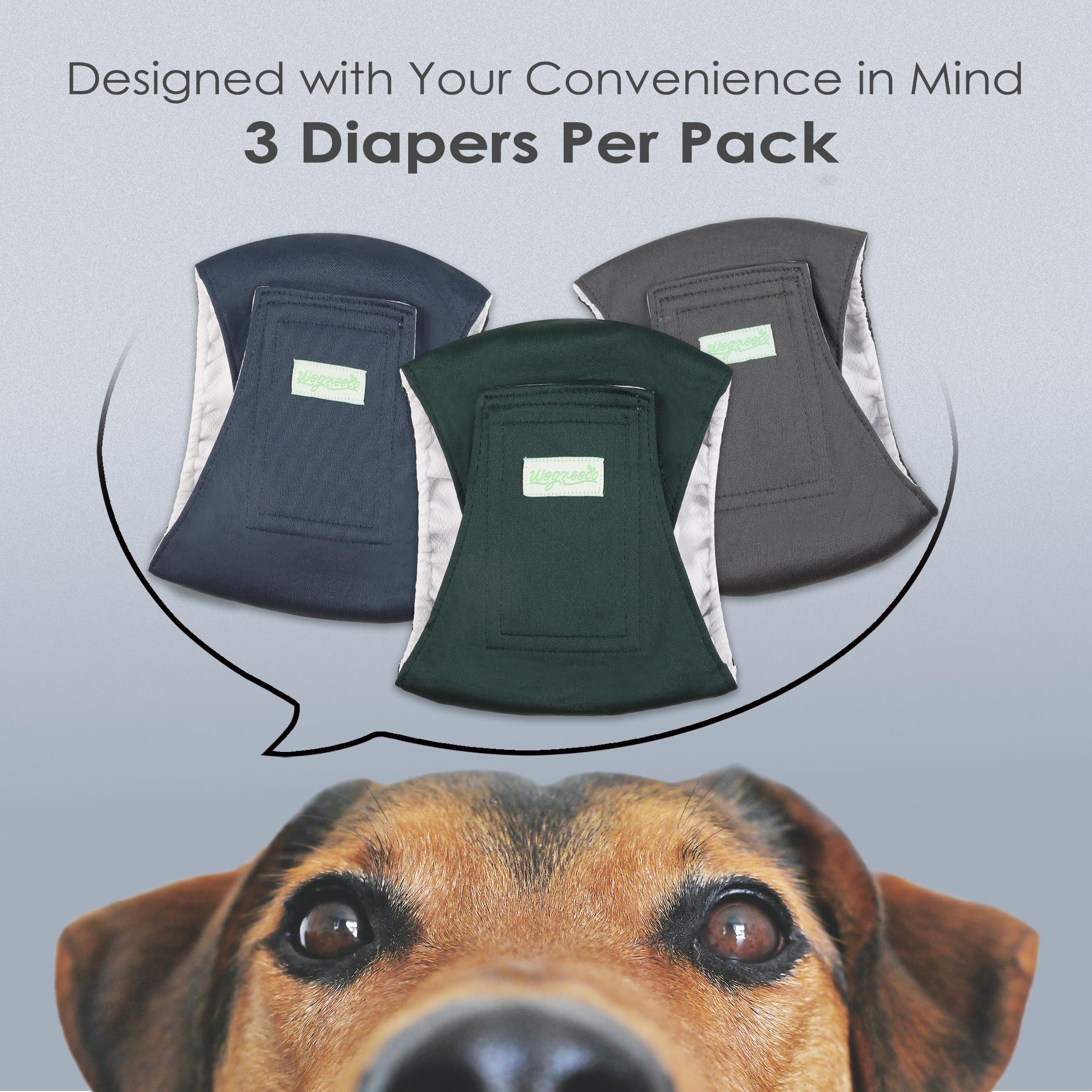 Wegreeco Washable Male Dog Belly Band (Stylish Pattern)- Pack Of 3 - Washable Male Dog Belly Wrap, Dog Diapers Male (Blue, Green, Charcoal, Small)