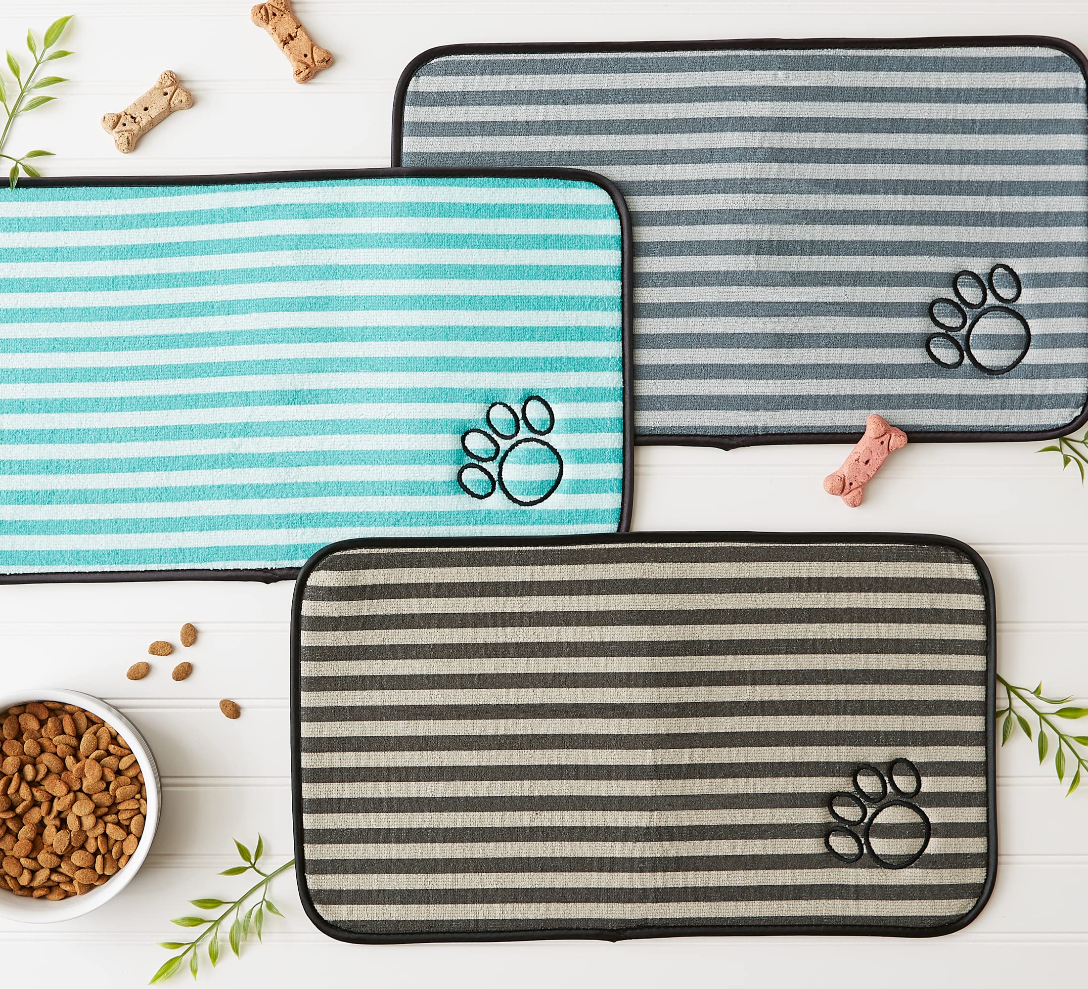 BROWN STRIPE EMBROIDERED PAW PET MAT SMALL
