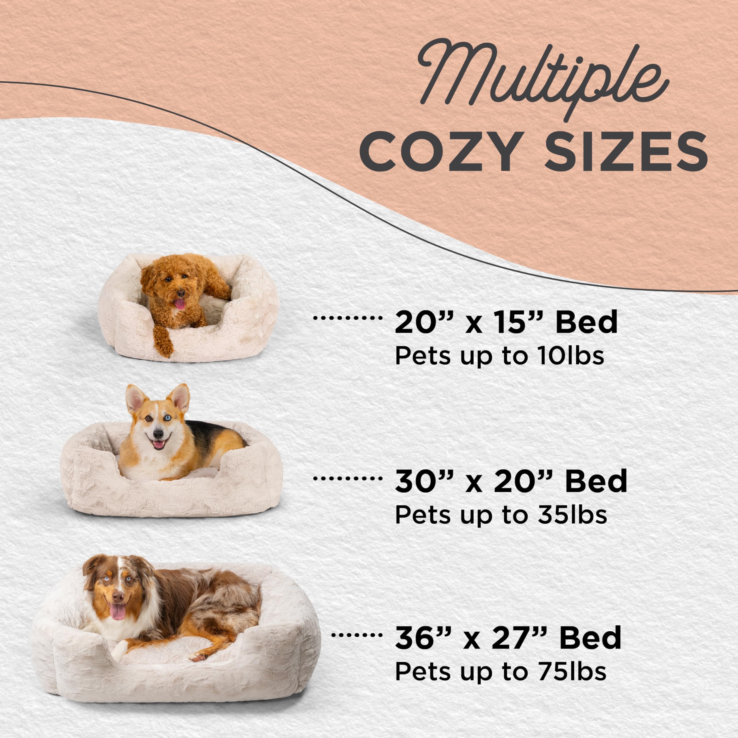 Best Friends by Sheri Lux Lounge Bed Calming Faux Fur Dog Bed, Oyster, Cream, Medium, 30'' x 20''