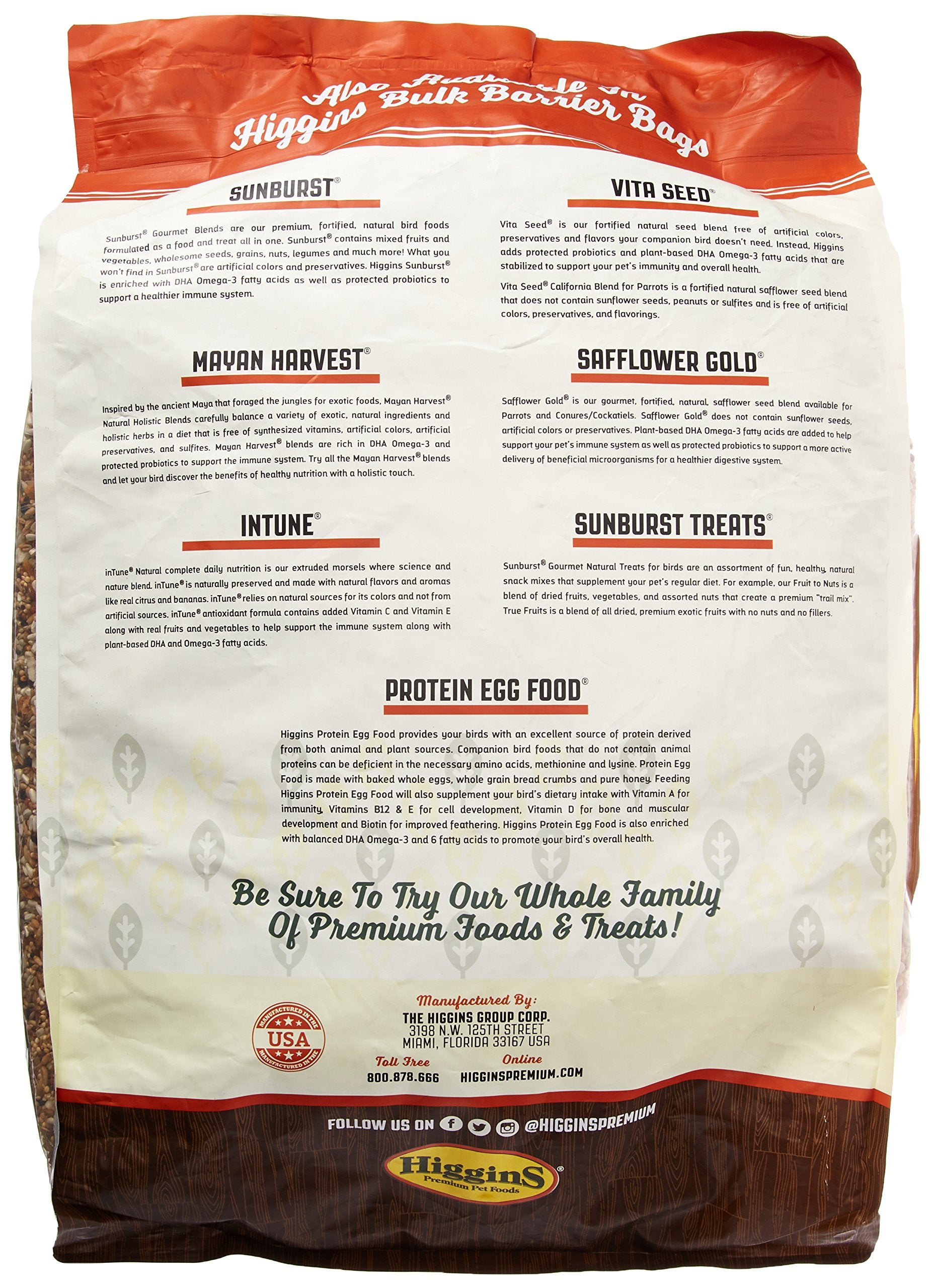Higgins 466125 Safflower Gold Natural Food For Conure/Cockatiel, 25-Pound