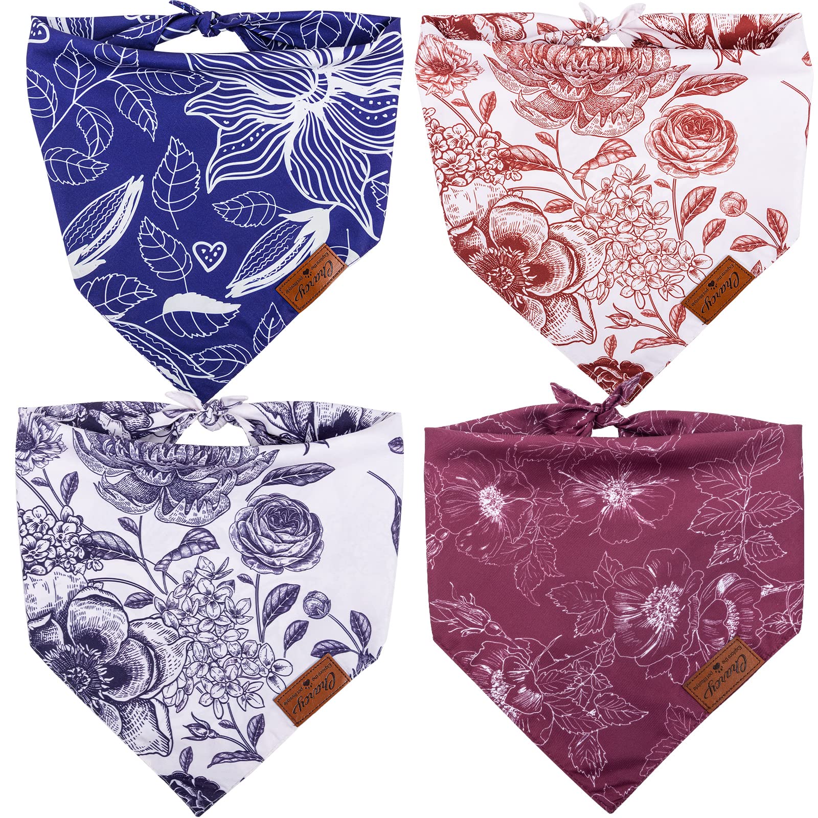 Charcy Dog Bandanas 4 Pack, Fall Dog Bandana For Holidays & Birthdays - Unique Triangle Design