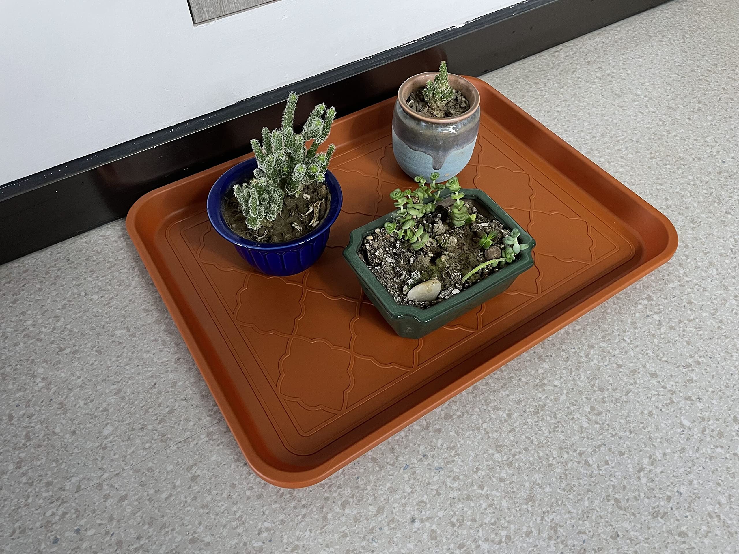 PetLike Boot Tray for Entryway Indoor, Pet Food Mat Tray, 16.7 x 12.8 inch 2 Packs, Waterproof Rubber Shoe Tray for Indoor and O