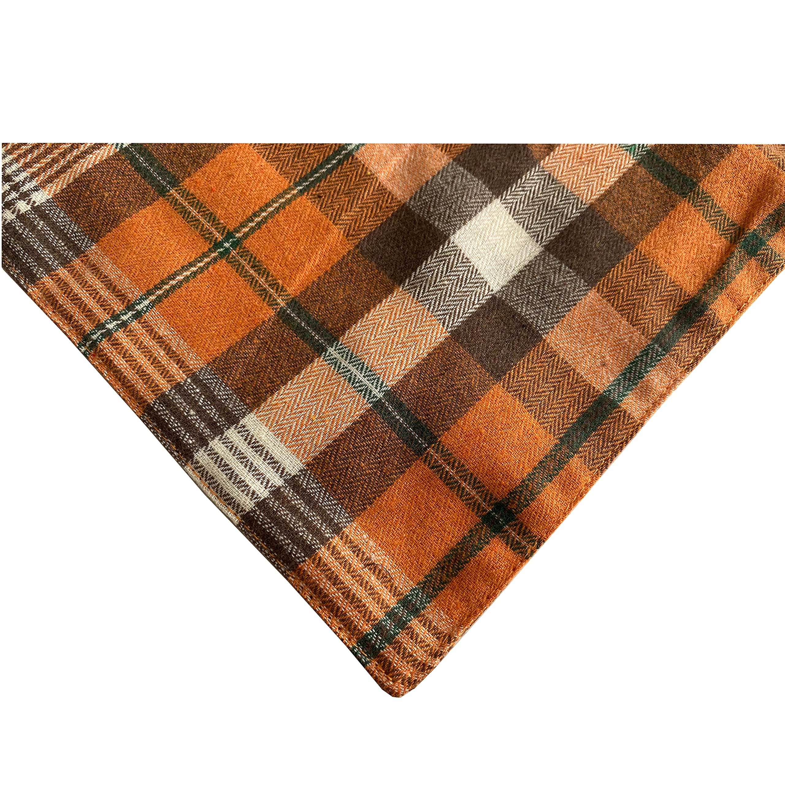 Realeaf Thanksgiving Fall Dog Bandanas 2 Pack, Orange Plaid Pet Scarf For Boy And Girl, Premium Durable Fabric, Holiday Halloween Bandana For Small And Medium Dogs (Small)