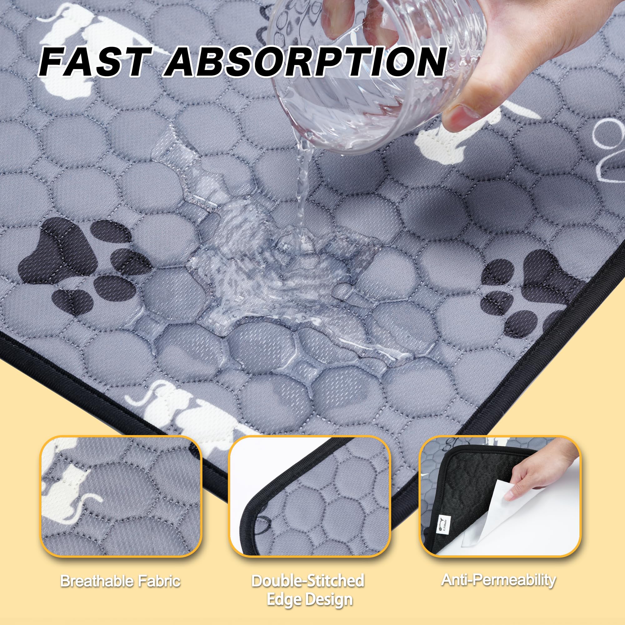 Washable Pee Pads for Dogs, 2 Pack Reusable Puppy Pads, Waterproof Pet Pee Pads for Dog Potty Training, Dog Pee Pads for Crate,