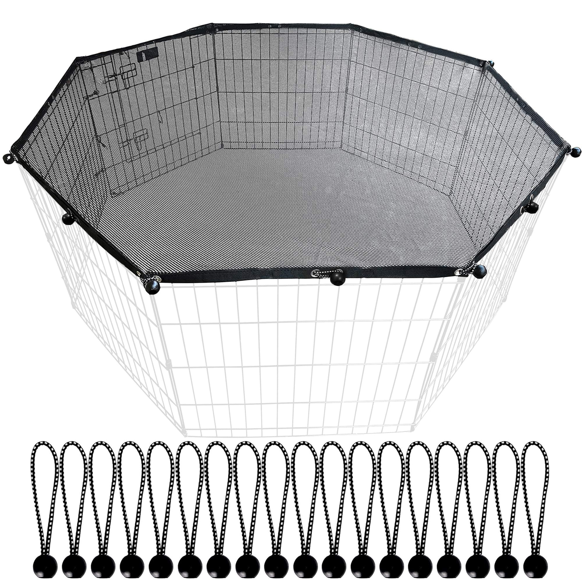 YGCASE Universal Dog Playpen Top Cover - Polyester, Fits 24" Wide Pen, Black/Grey/Silver, Provides Shade & Security for Indoor/Outdoor Use