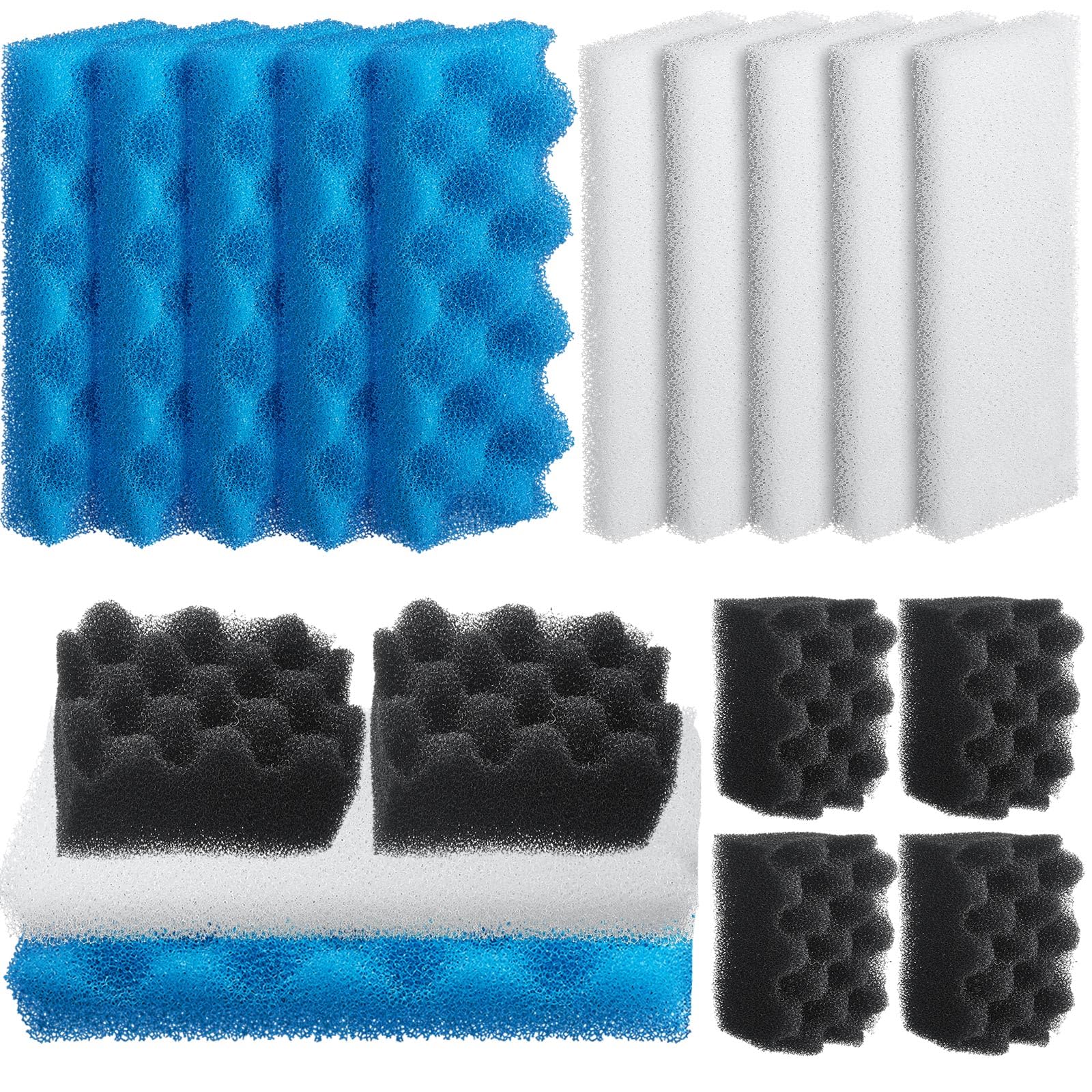 Threlaco 18 Pcs Foam Filter Media Replacement Kit Compatible With Fluval 306/307 Bio Foam Aquarium Filters Part For Freshwater S